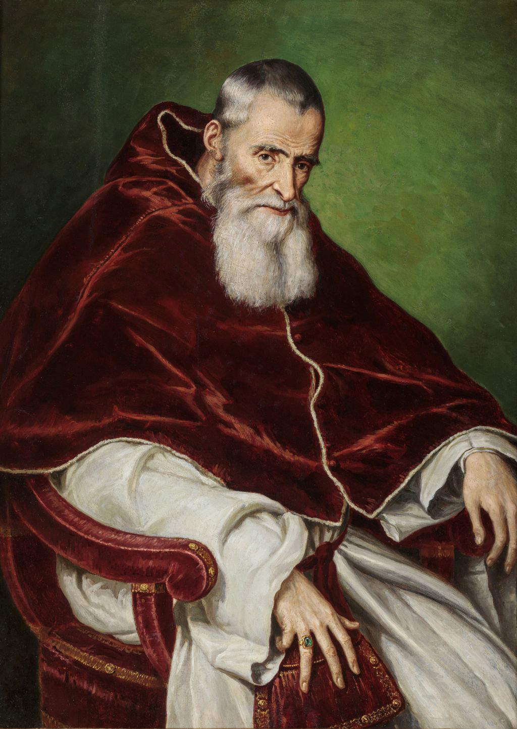 Anonymous Lombard or Venetian (16th century), from Titian, Portrait of Paul III Farnese (second half of 16th century; oil on panel, 63 x 46.5 cm; Parma, Fondazione Cariparma Art Collections, inv. F 3526)