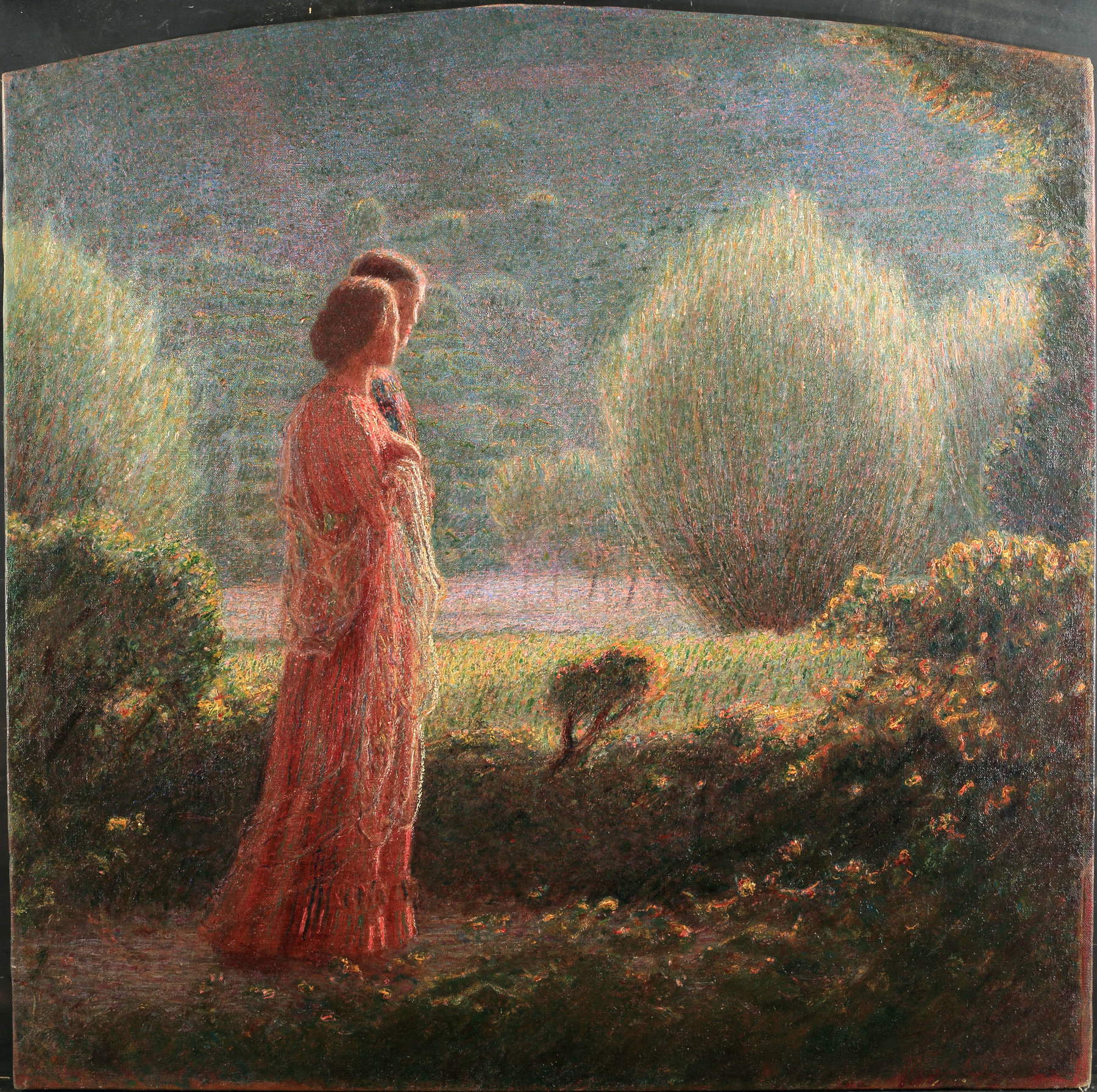Giuseppe Pellizza da Volpedo, L'amour dans la vie, panneau gauche (1901-1902 ; huile sur toile, 92,5 &times; 93,5 cm ; collection privée)