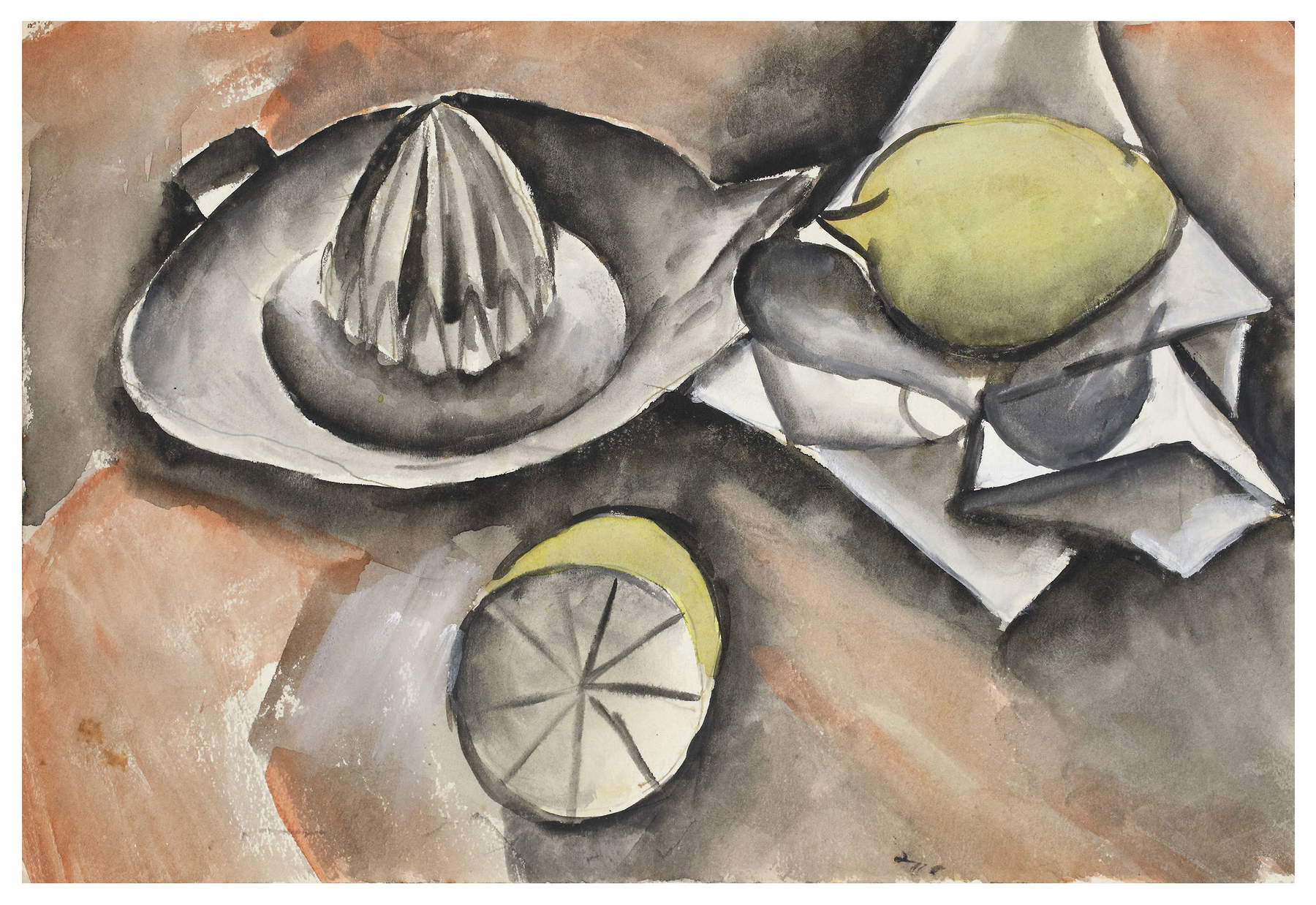 Max Peiffer Watenphul, Natura morta con limoni (1921; acquarello, 18x26,8 cm). Su concessione di Fondazione Max Peiffer Watenphul