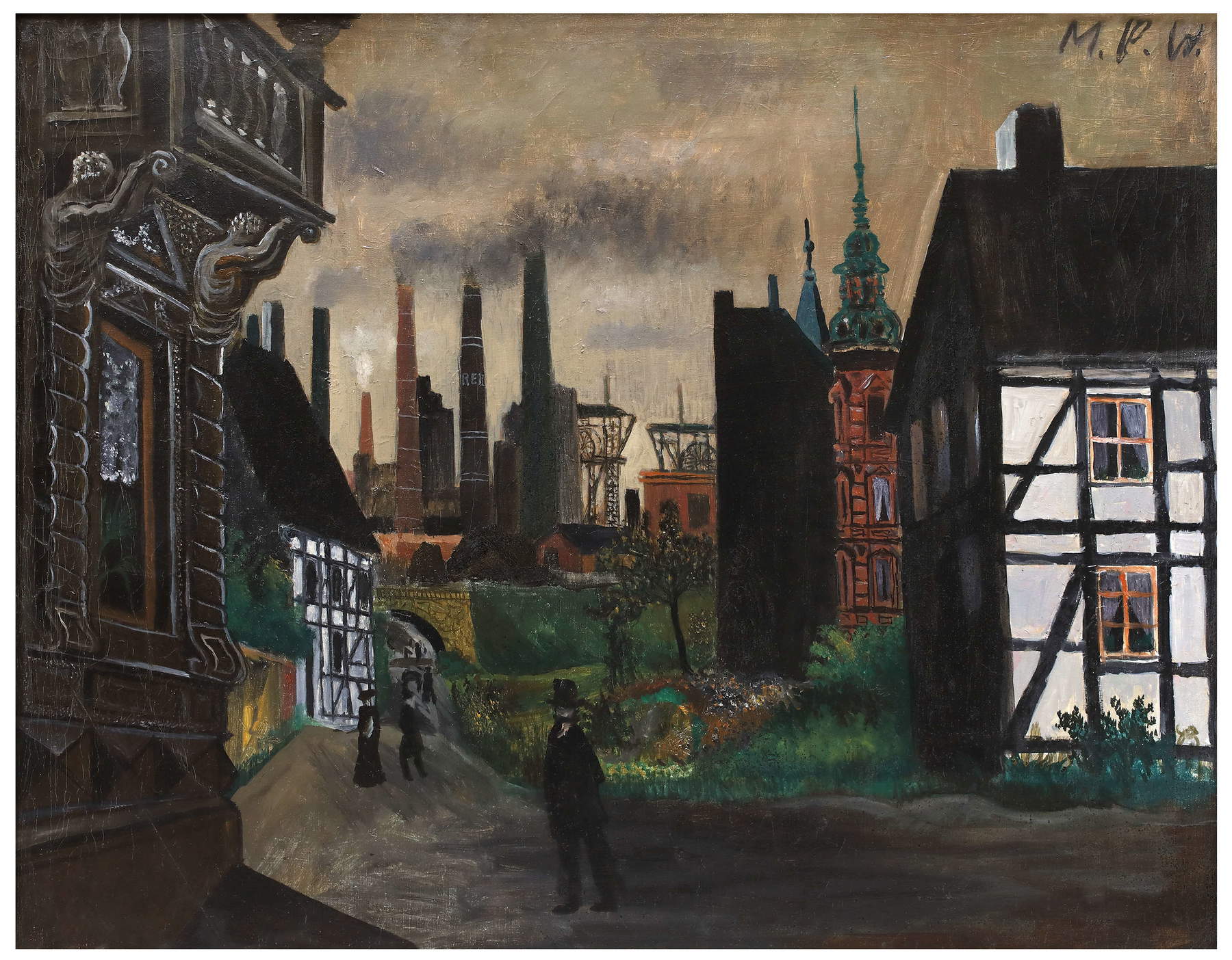 Max Peiffer Watenphul, Paesaggio presso Bochum (1935-1936; olio su tela, 78,5x100 cm). Su concessione di Fondazione Max Peiffer Watenphul