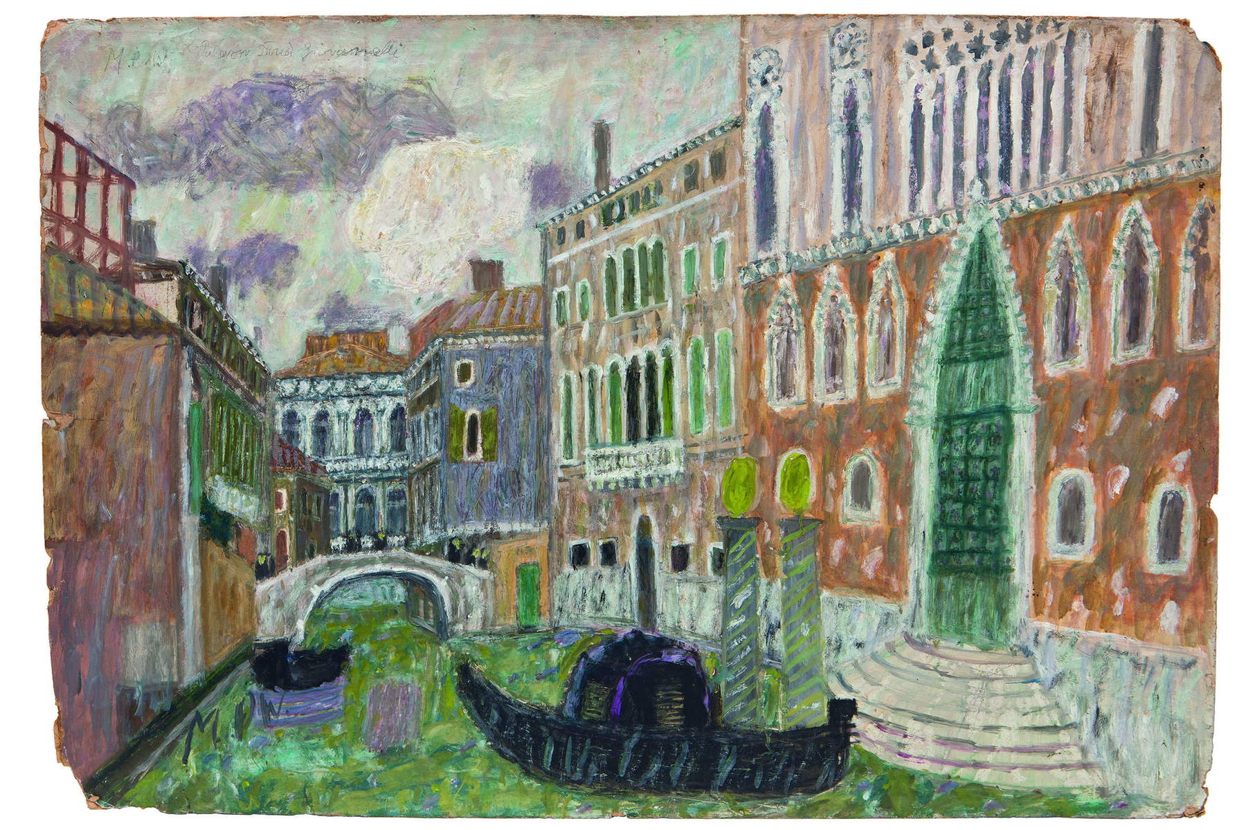 Max Peiffer Watenphul, Palazzo Don&agrave; Giovanelli (1948; Olio su cartone 71x105 cm). Su concessione di Fondazione Max Peiffer Watenphul