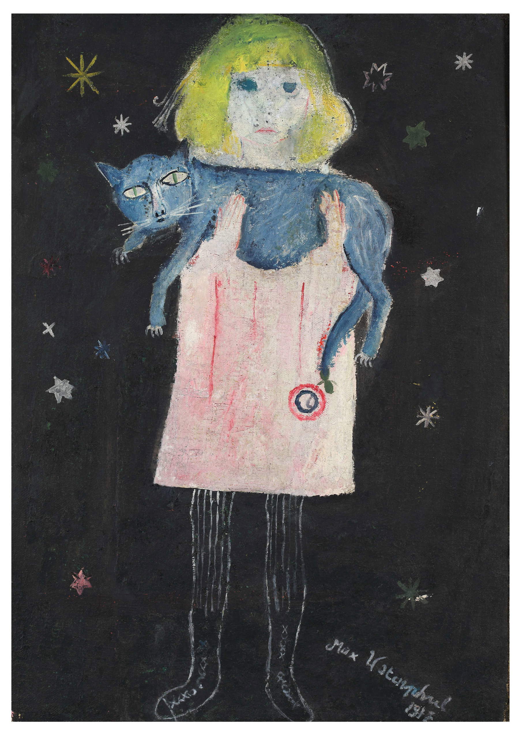 Max Peiffer Watenphul, Sorella Grace con gatto (1917; olio su tela, 51x36,5 cm). Su concessione di Fondazione Max Peiffer Watenphul