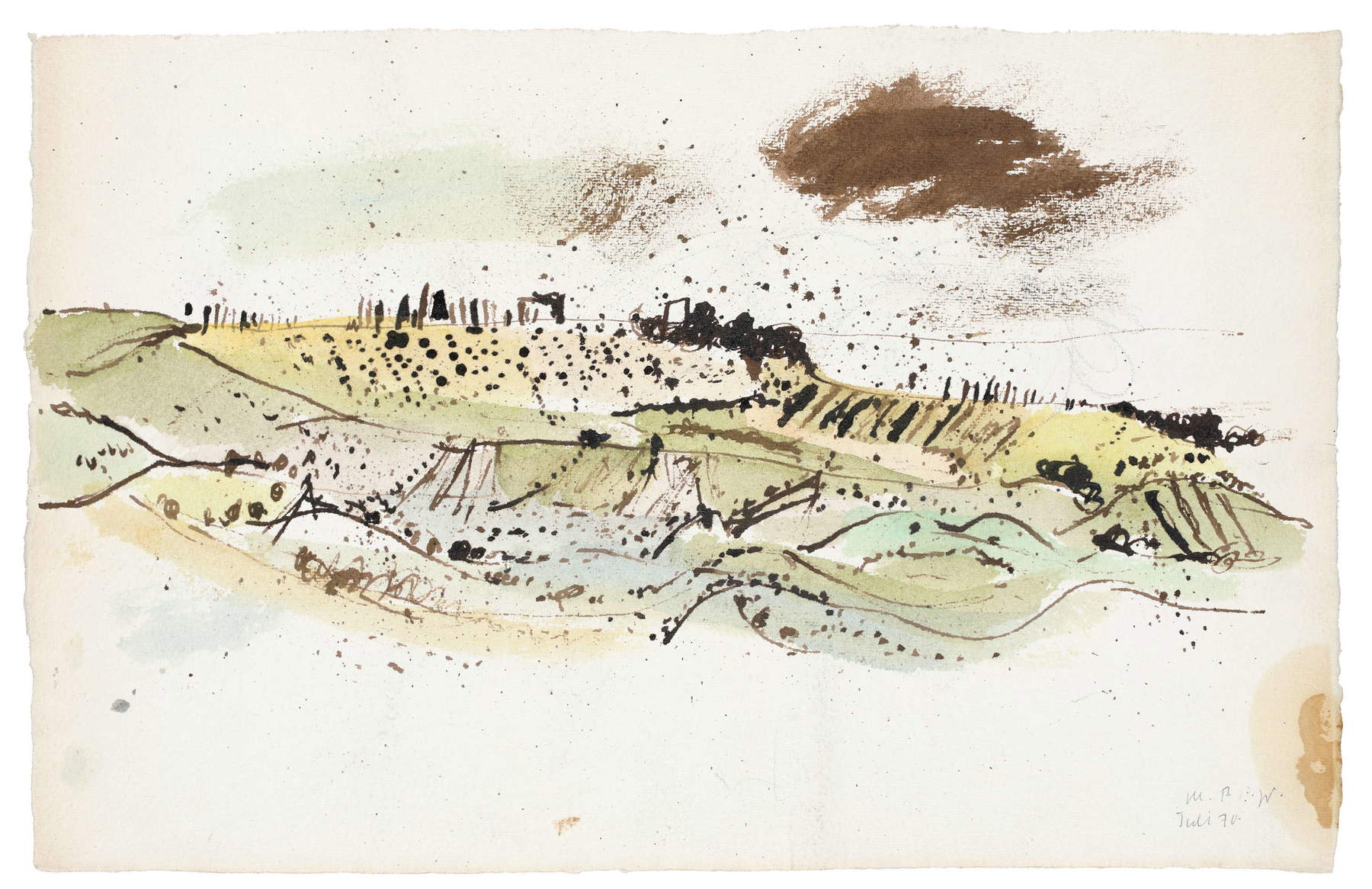 Max Peiffer Watenphul, Vista sul Pero (1970; acquarello, 31x50 cm). Su concessione di Fondazione Max Peiffer Watenphul