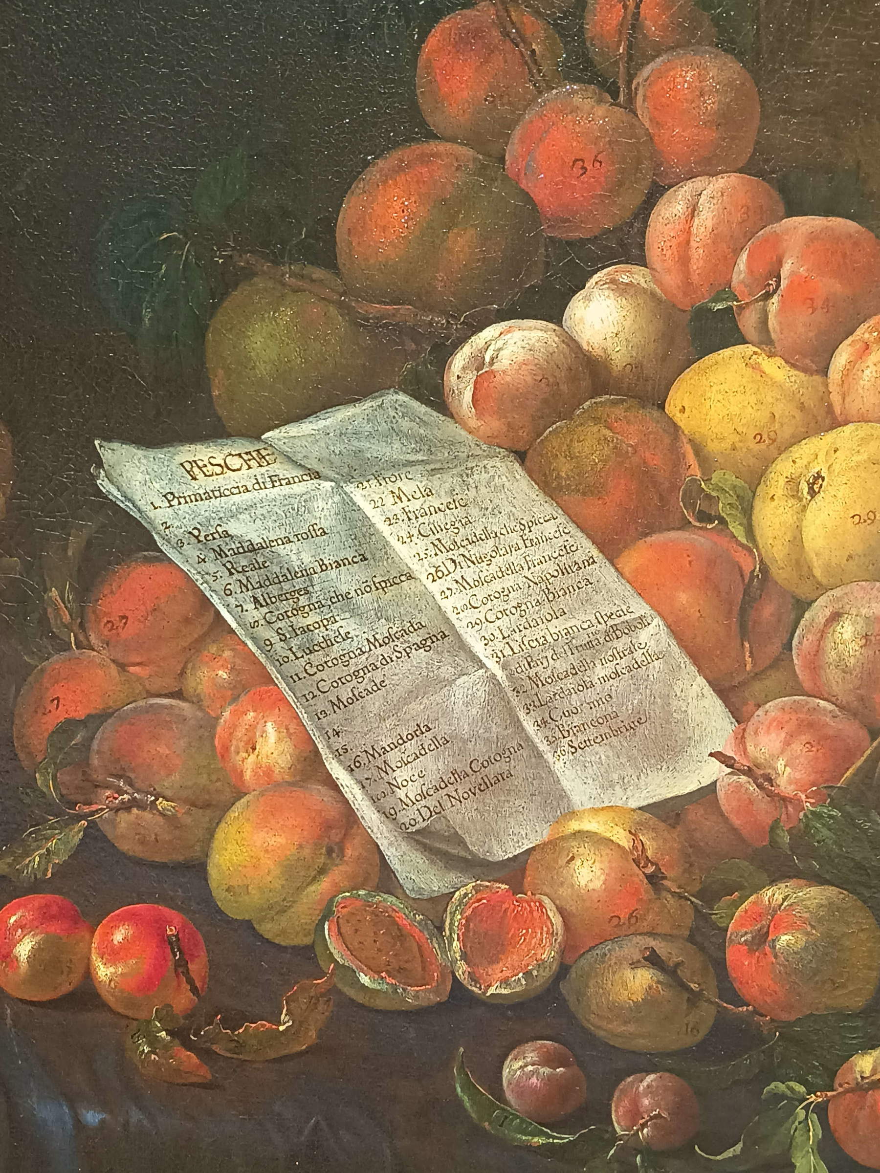 Bartolomeo Bimbi, Pesce e albicocche, dettaglio