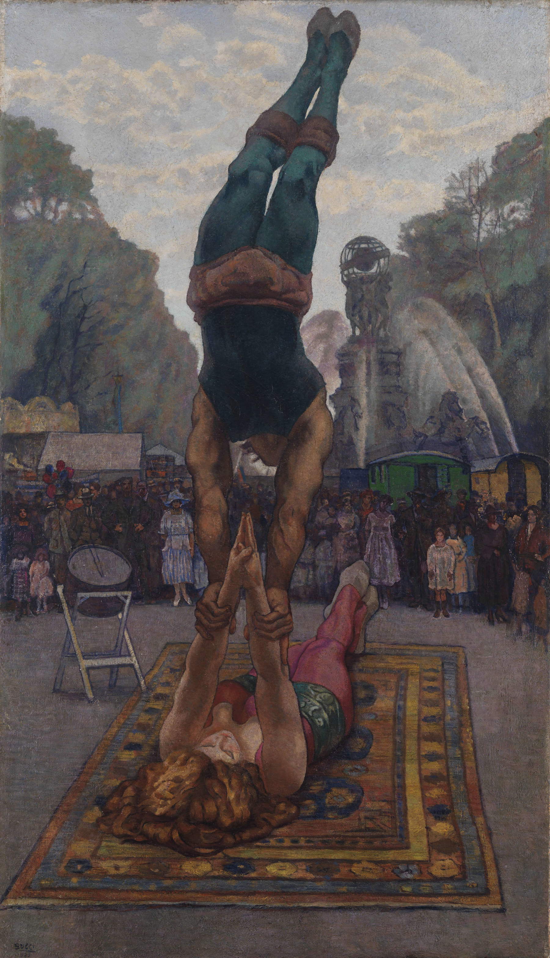 Anselmo Bucci, Jongleurs (1923 ; huile sur toile, 196 &times; 113 cm ; collection privée)