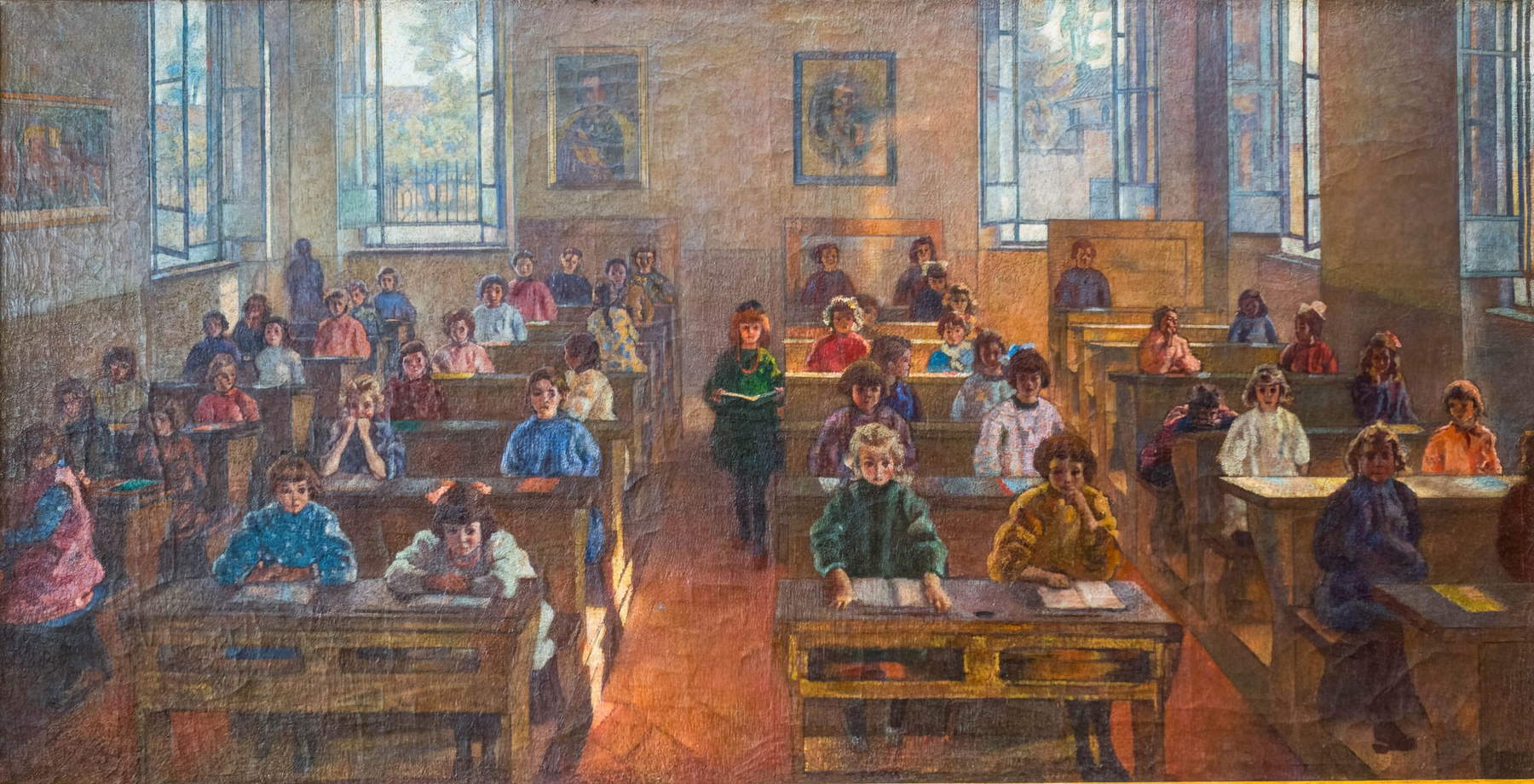 Anselmo Bucci, L'école (1924 ; huile sur toile, 94,5 &times; 195,5 cm ; Bresso, Conseil municipal de Bresso)