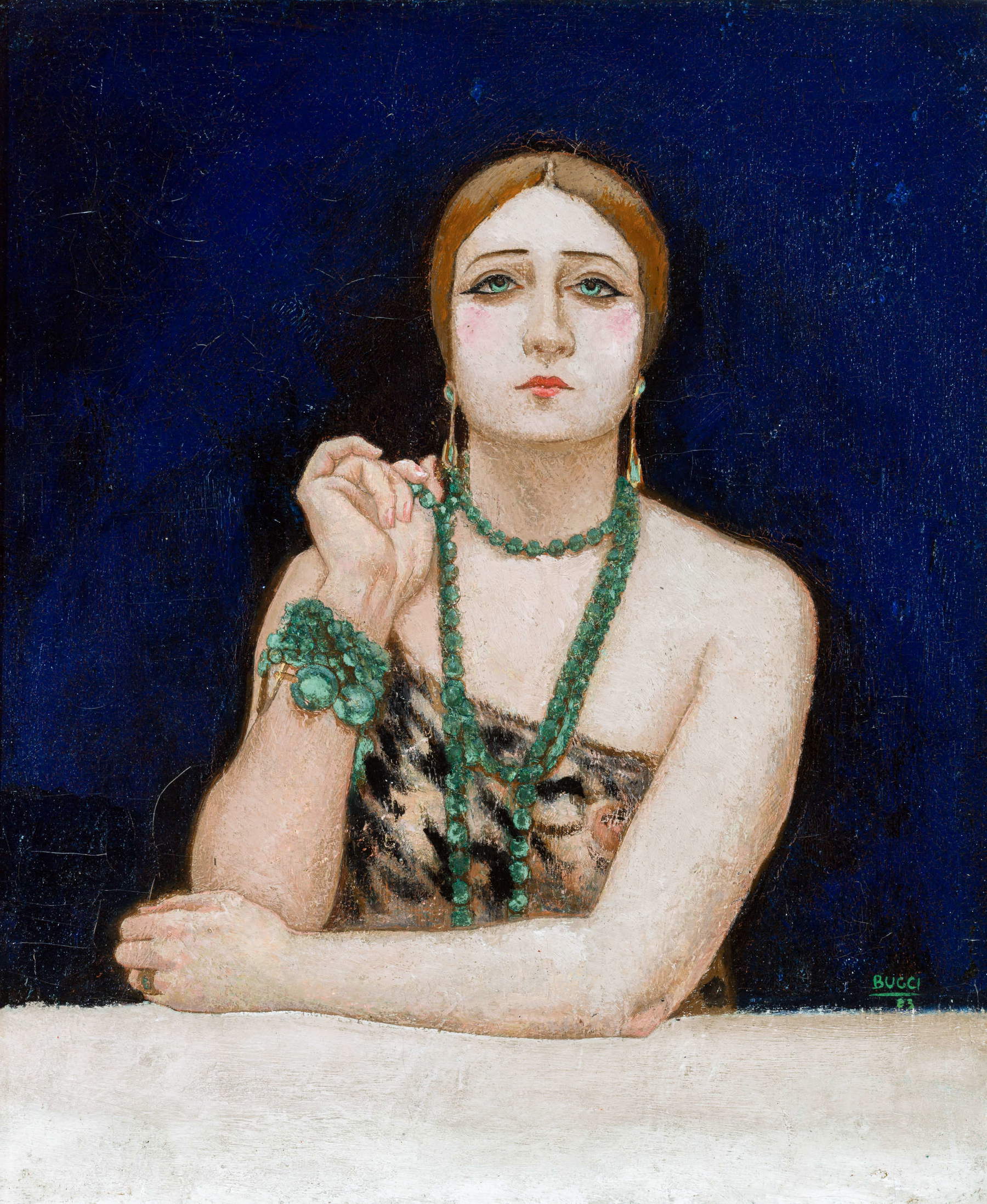 Anselmo Bucci, Rosa Rodrigo (La Bella) (1923-1925 ; huile sur toile, 72 &times; 60 cm ; collection privée). Par concession du M.M.M. Arte Contemporanea, Monza.
