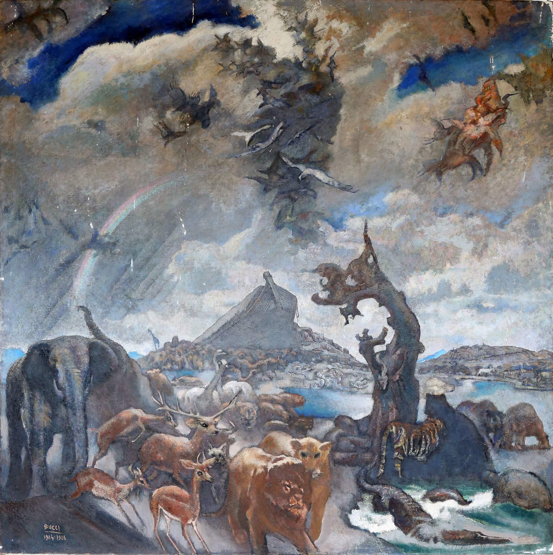 Anselmo Bucci, Sortie de l'arche (1924-1926 ; huile sur toile, 180 &times; 180 cm ; Museo del Novecento, Milan)
