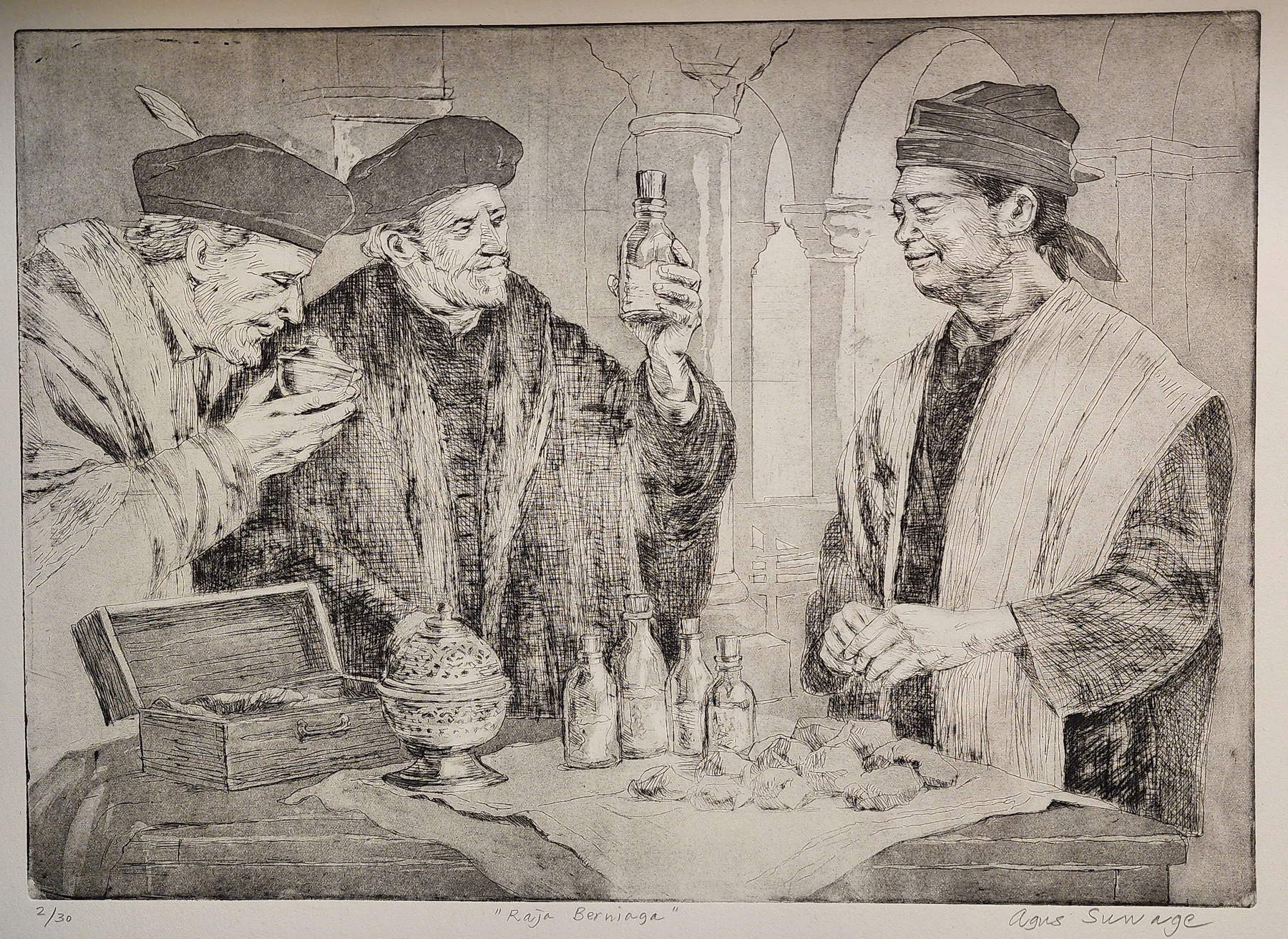 Agus Suwage, Le Roi - Audience à la République de Batu (2026 ; gravure)