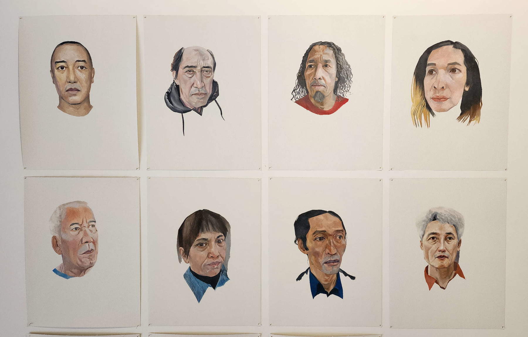 R.E. Hartanto, Série de portraits (2026 ; huile sur toile, 30 x 40 cm)