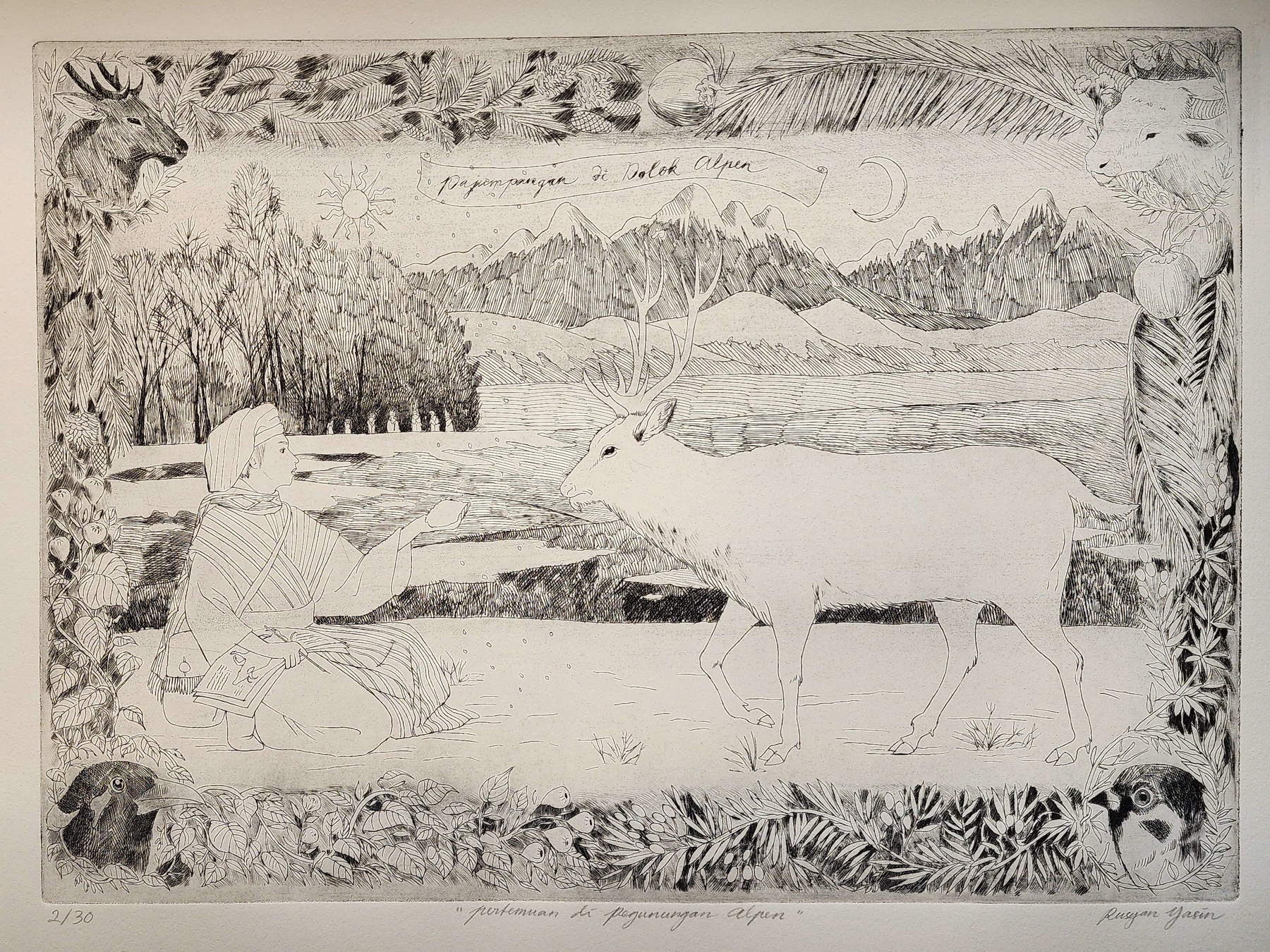 Rusyan Yasin, Le naturaliste - Rencontres dans les Alpes (2026 ; gravure)