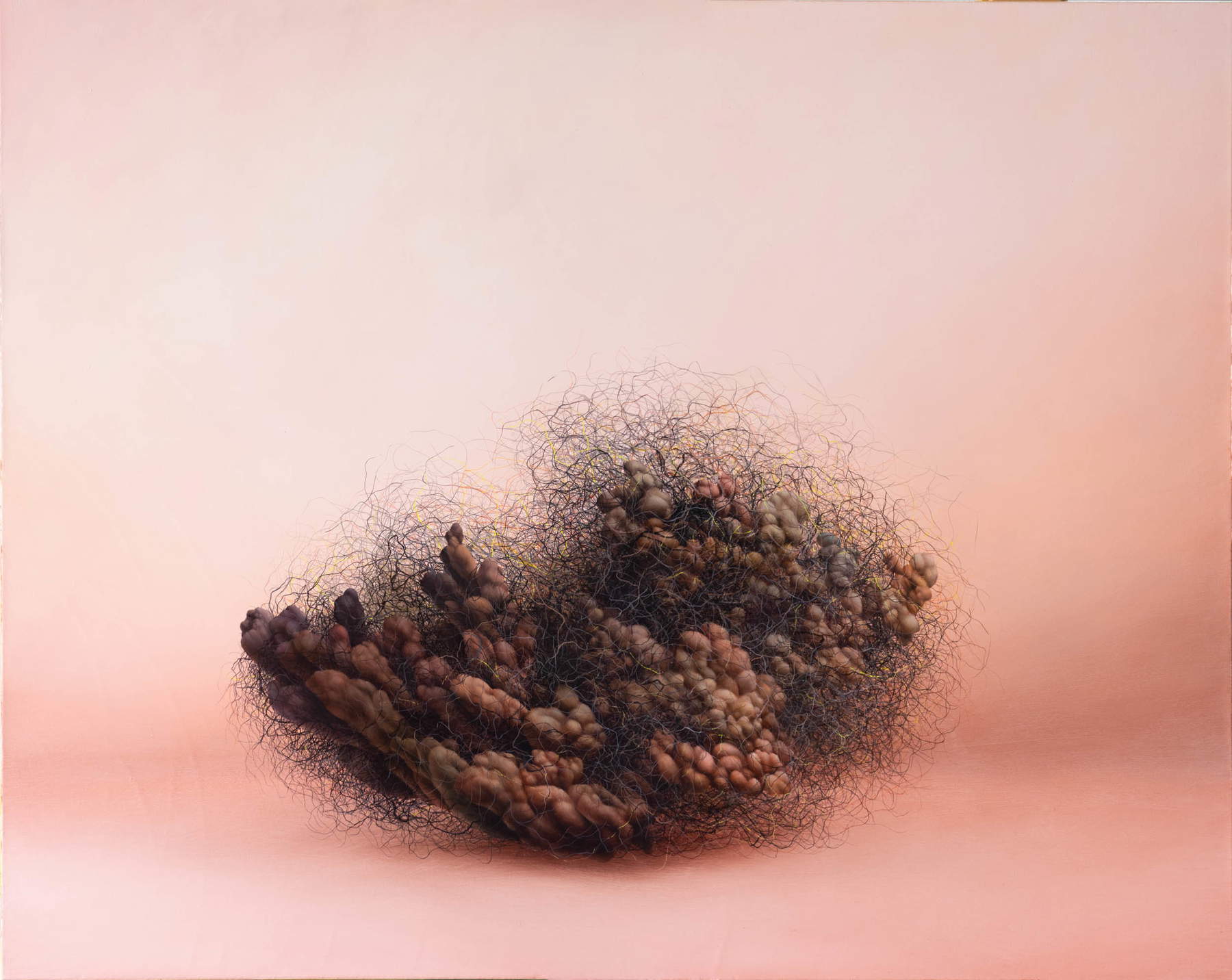 Enrico Minguzzi, Canestra (2022; Öl auf Epoxidharz auf Leinwand, 80 x 100 cm)