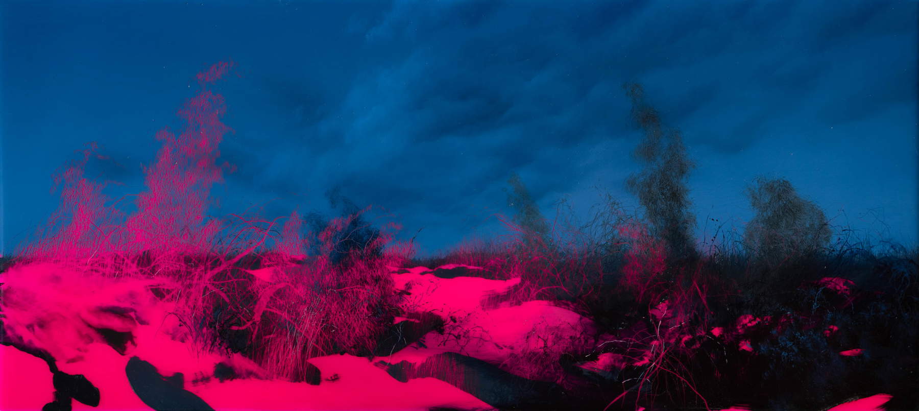 Enrico Minguzzi, Of Full Moon (2019; Öl auf Epoxidharz auf Karton, 21,5 x 48 cm)