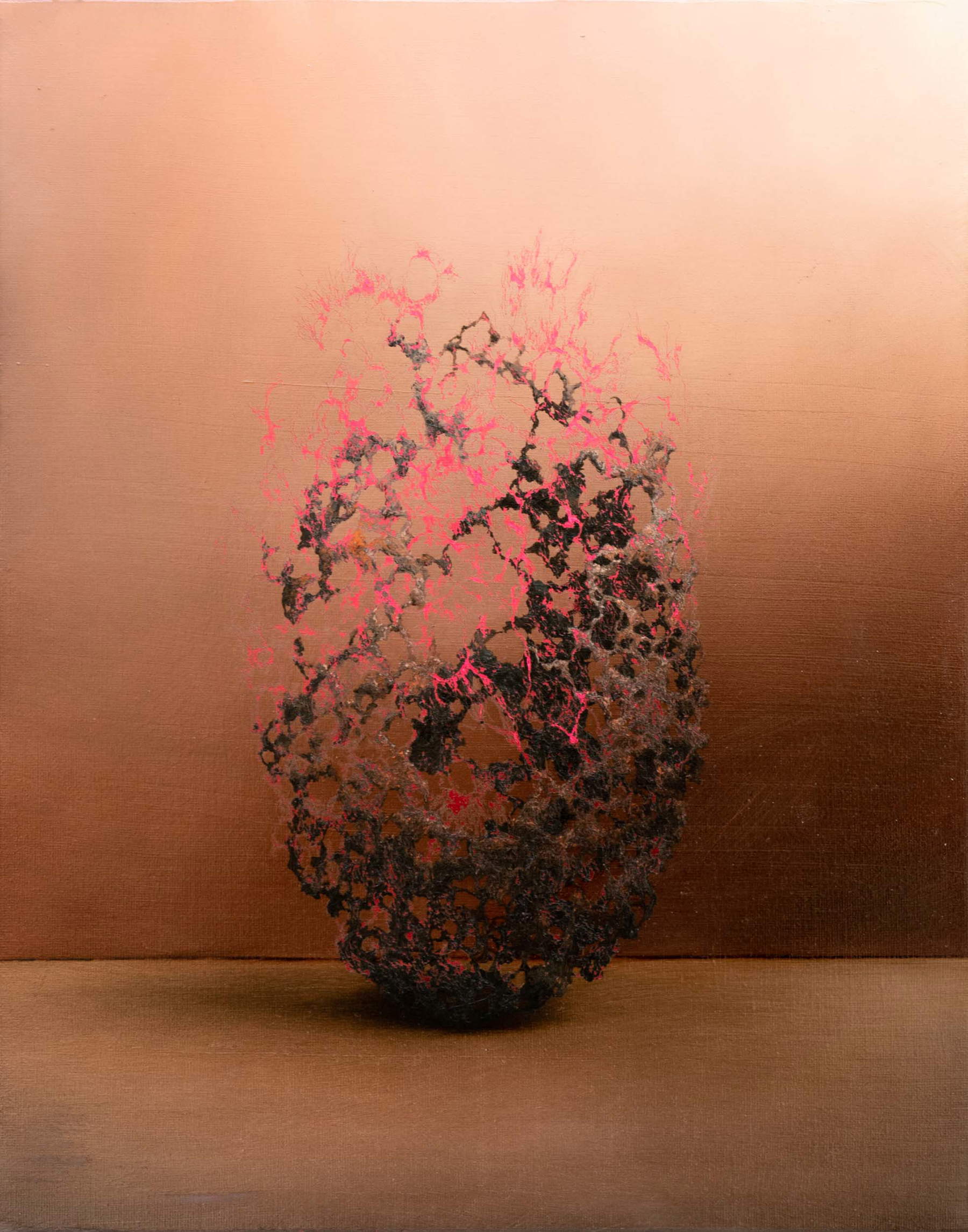 Enrico Minguzzi, Air Generator (2022; Öl und Epoxidharz auf Leinwand, 30 x 24 cm)