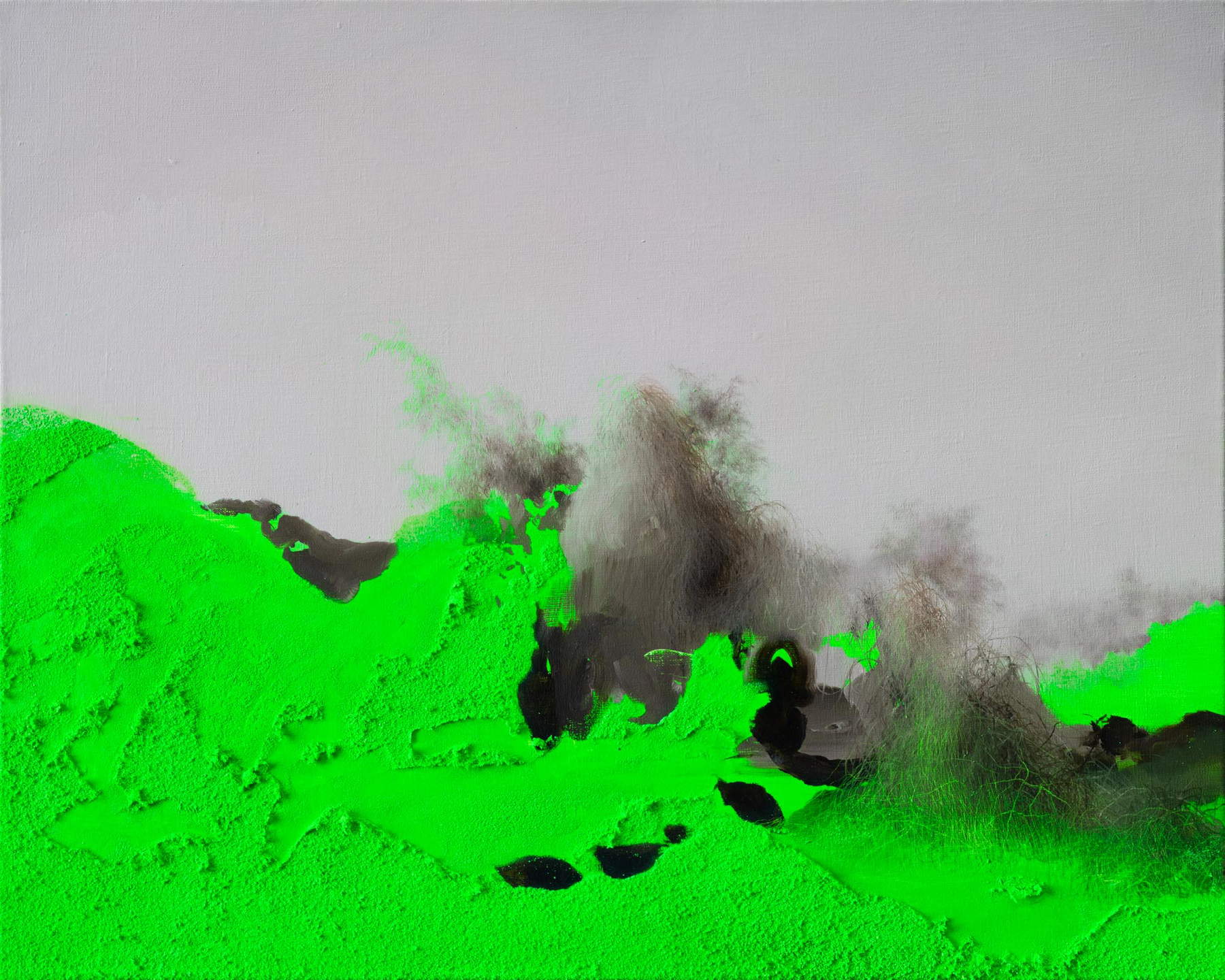 Enrico Minguzzi, Il tempo che si aspetta divora (2019; Öl und Pigmente auf Leinwand, 40 x 50 cm)