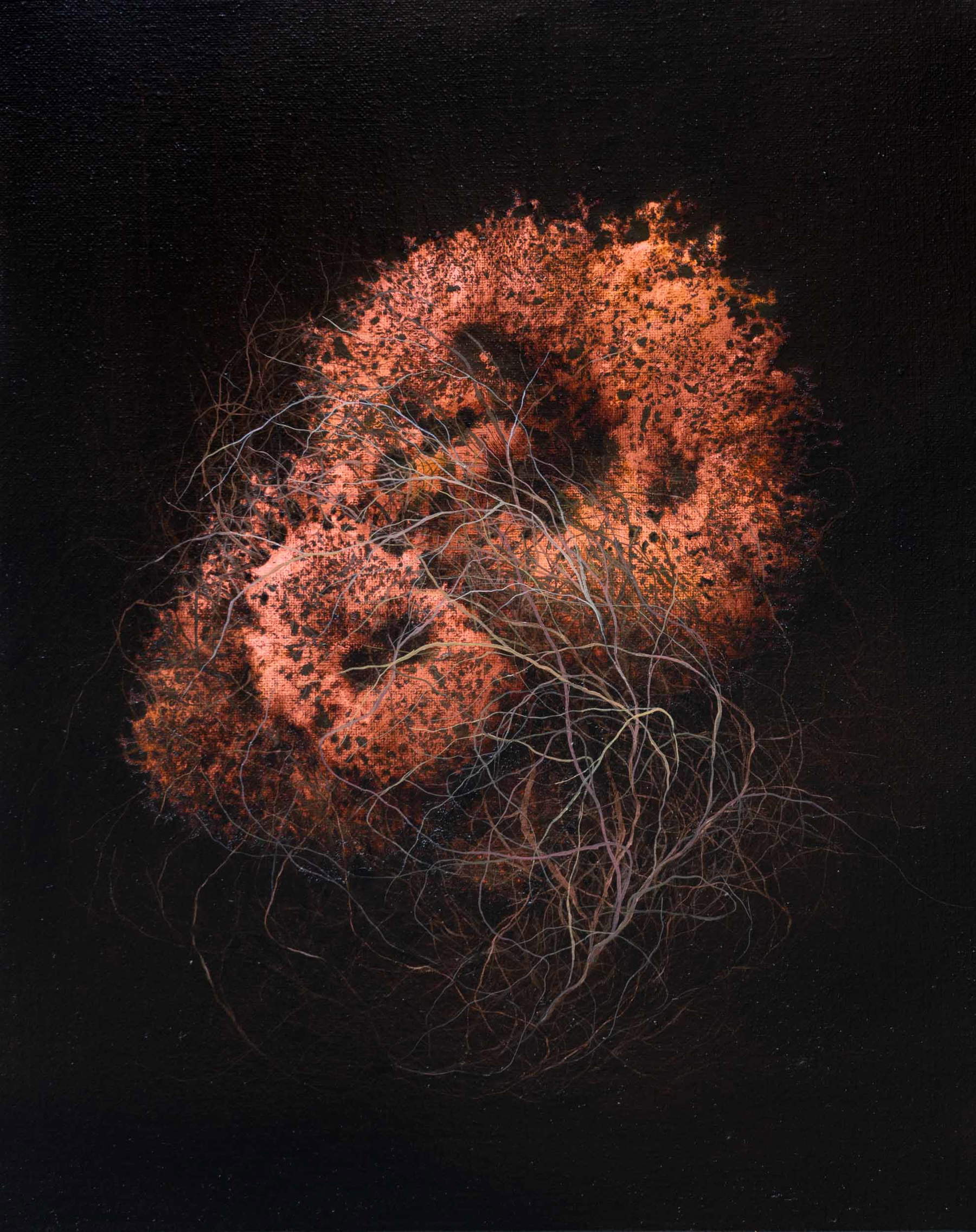 Enrico Minguzzi, Under the Woods (2023; Öl auf Leinwand, 30 x 24 cm)