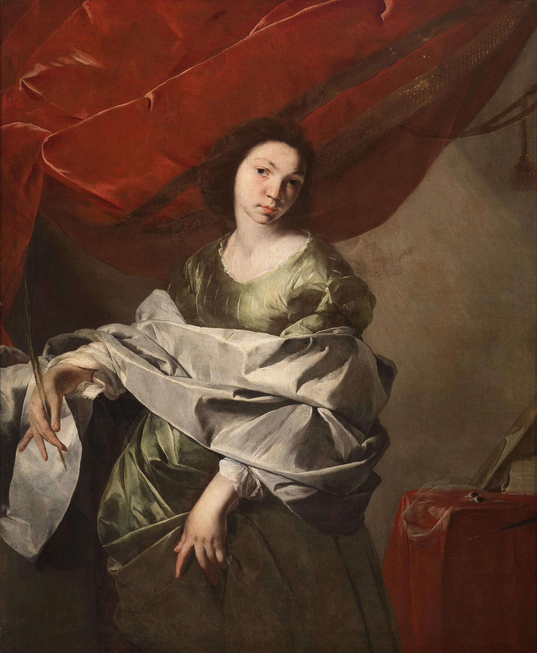 Bernardo Cavallino, Saint Lucy (1645–1648; oil on canvas, 129.5 x 103 cm; Vaglia, De Vito Foundation, inv. 32)