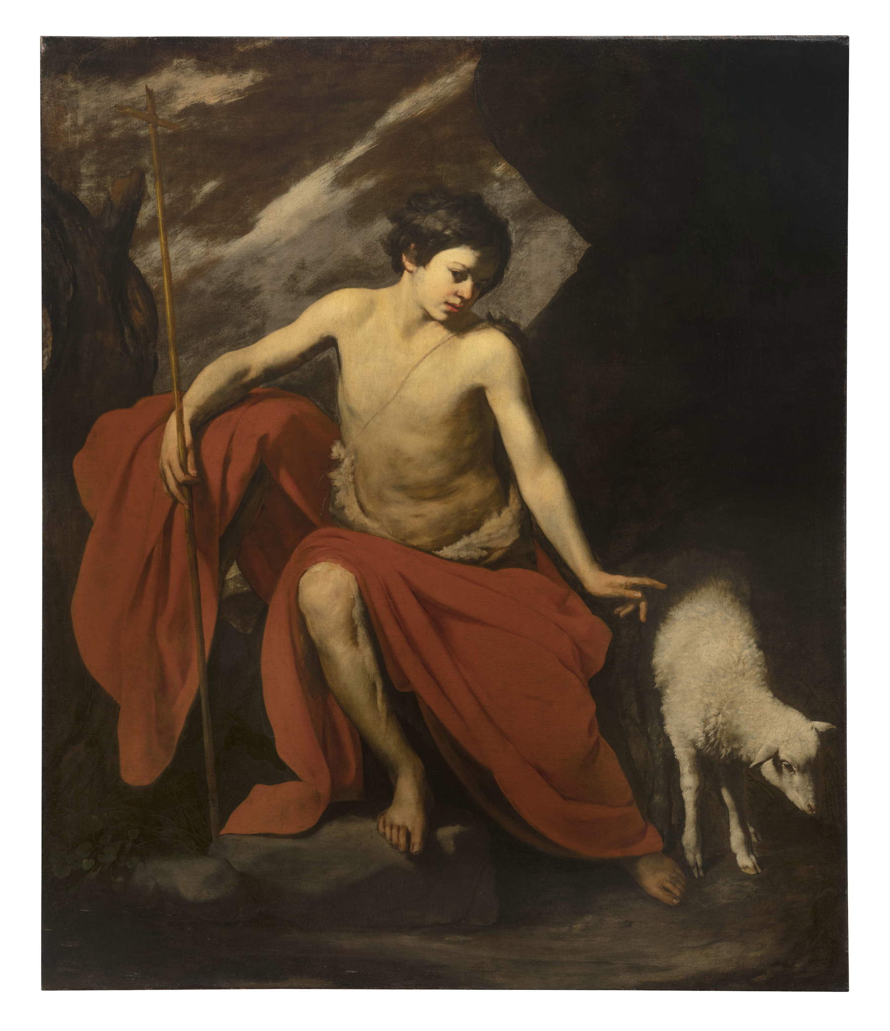 Massimo Stanzione, St. John the Baptist in the Desert (c. 1630; oil on canvas, 180 x 151.5 cm; Vaglia, De Vito Foundation, inv. 10)