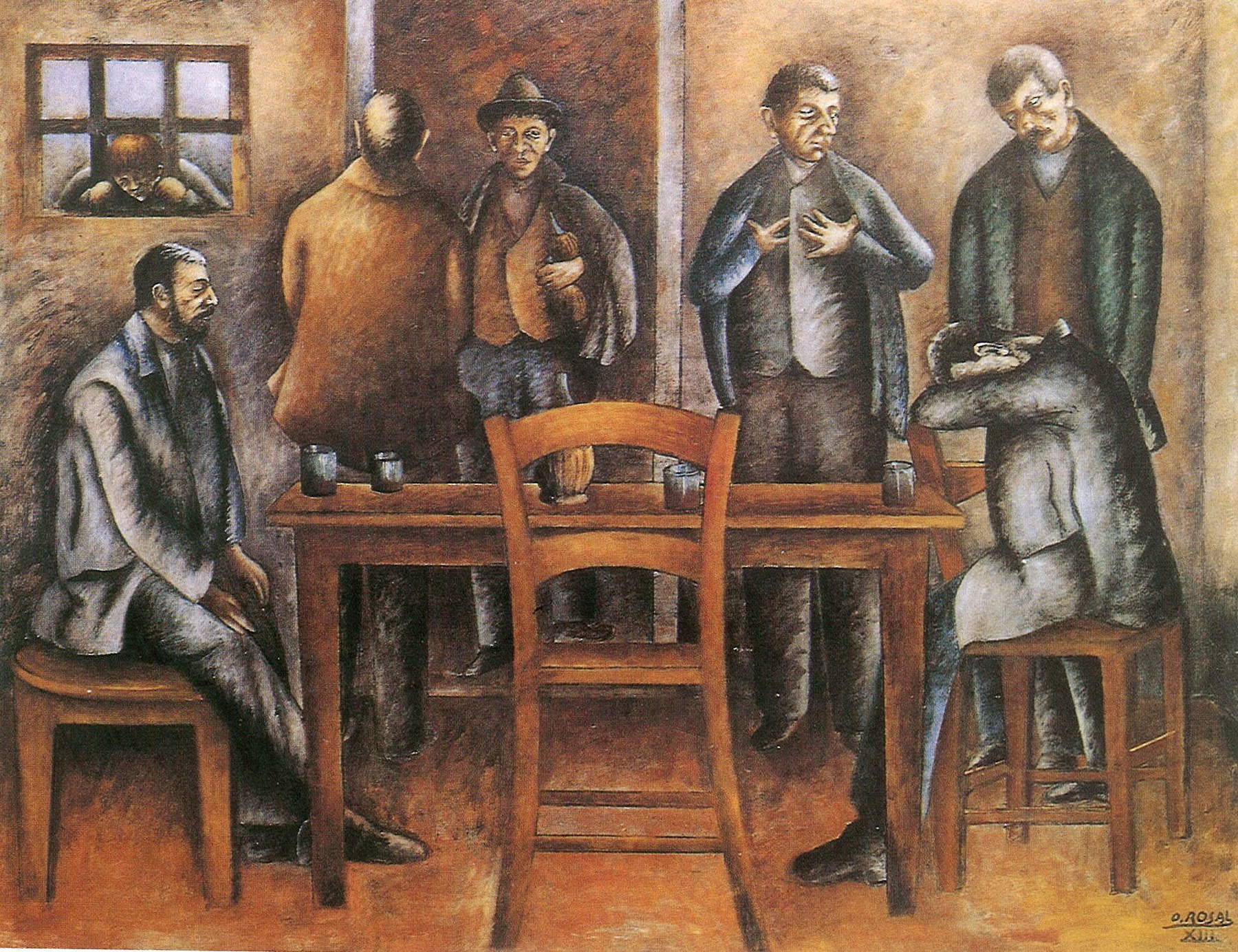 Ottone Rosai, Interno con figure (Osteria) (1935; olio su tavola, 140 x 190 cm; Prato, Collezione privata)