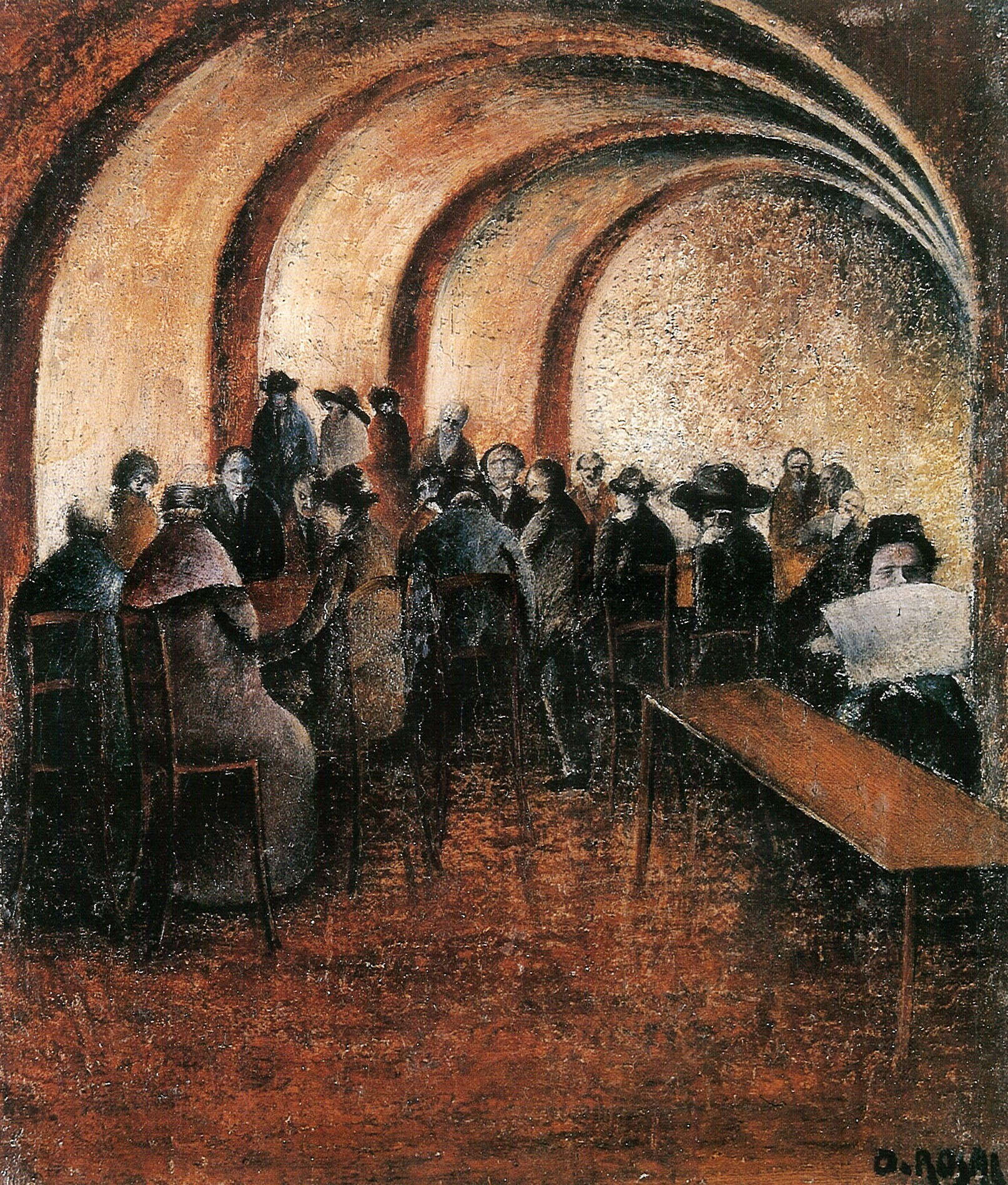 Ottone Rosai, Interno di caff&egrave; (1920-1922; olio su tela, 31 x 26 cm; Prato, Galleria Farsetti)