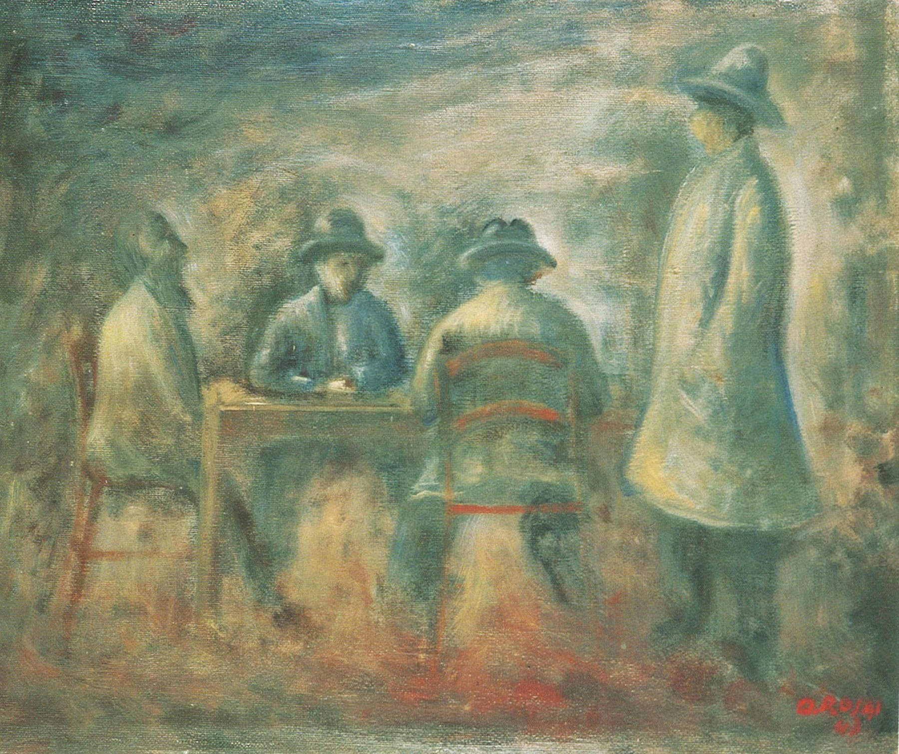 Ottone Rosai, La partita (1943; olio su tela, 50 x 60 cm; Milano; Collezione privata)