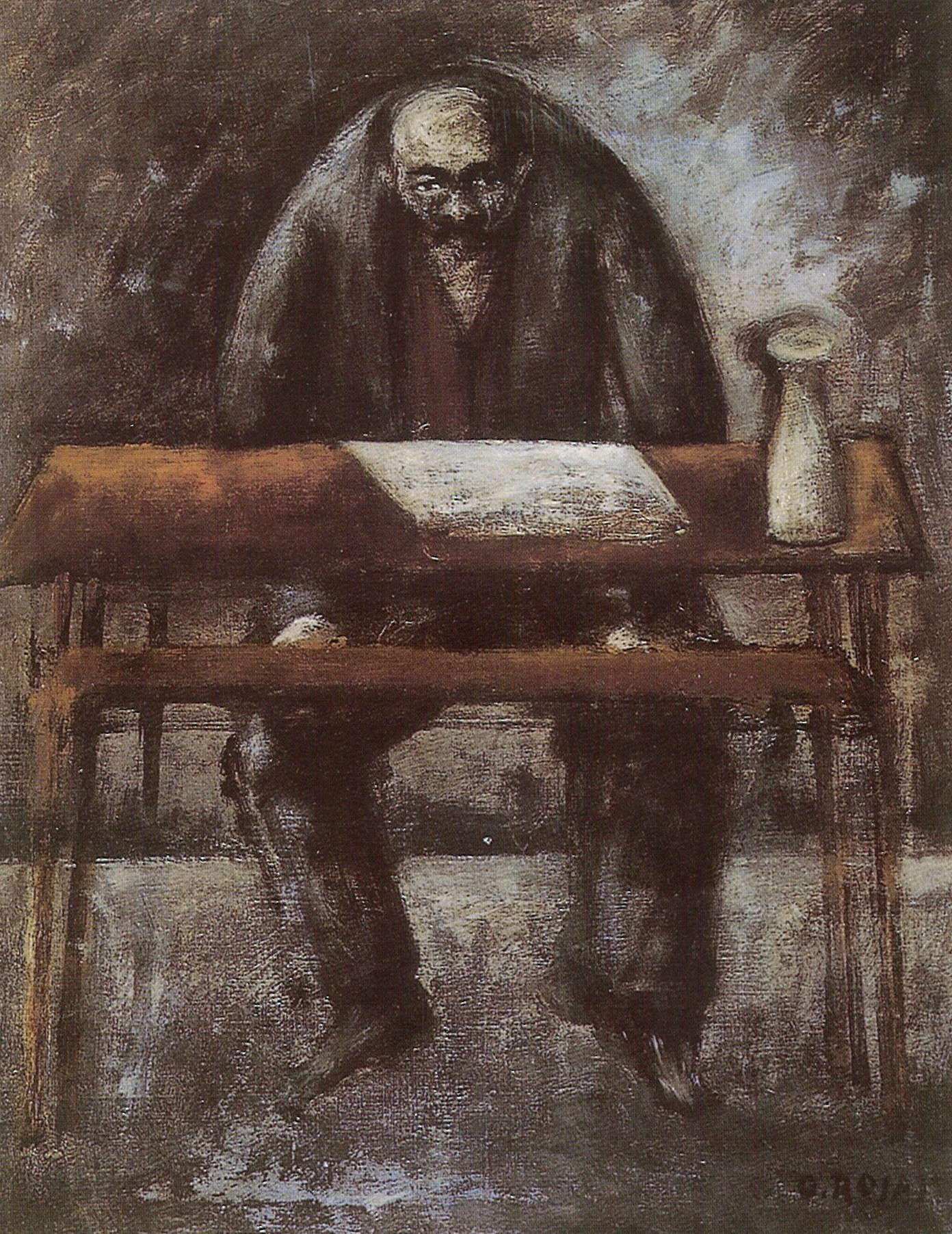 Ottone Rosai, Uomo al tavolo (1948; olio su tela, 65 x 50 cm; Firenze; Collezione privata)
