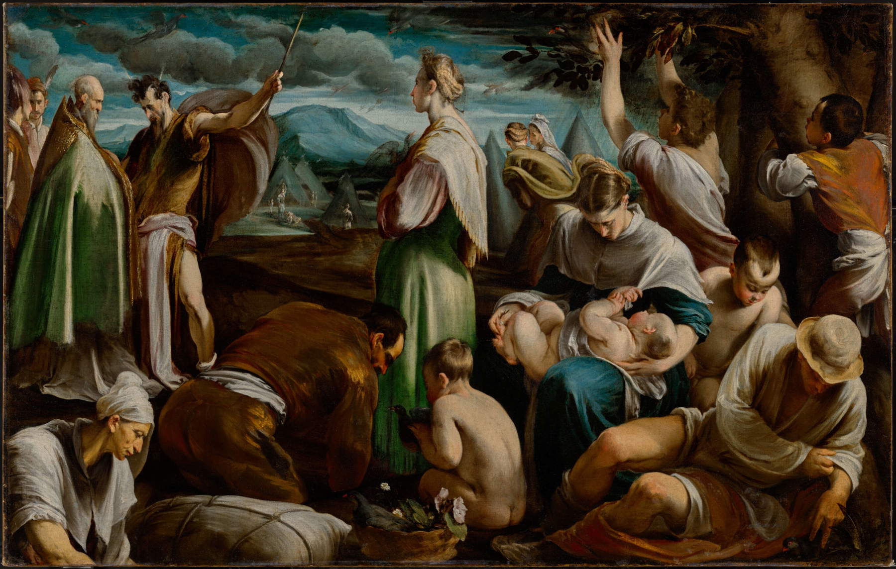 Jacopo Bassano, Il miracolo delle quaglie (1554; olio su tela, 150 x 235 cm; Los Angeles, Getty Museum)