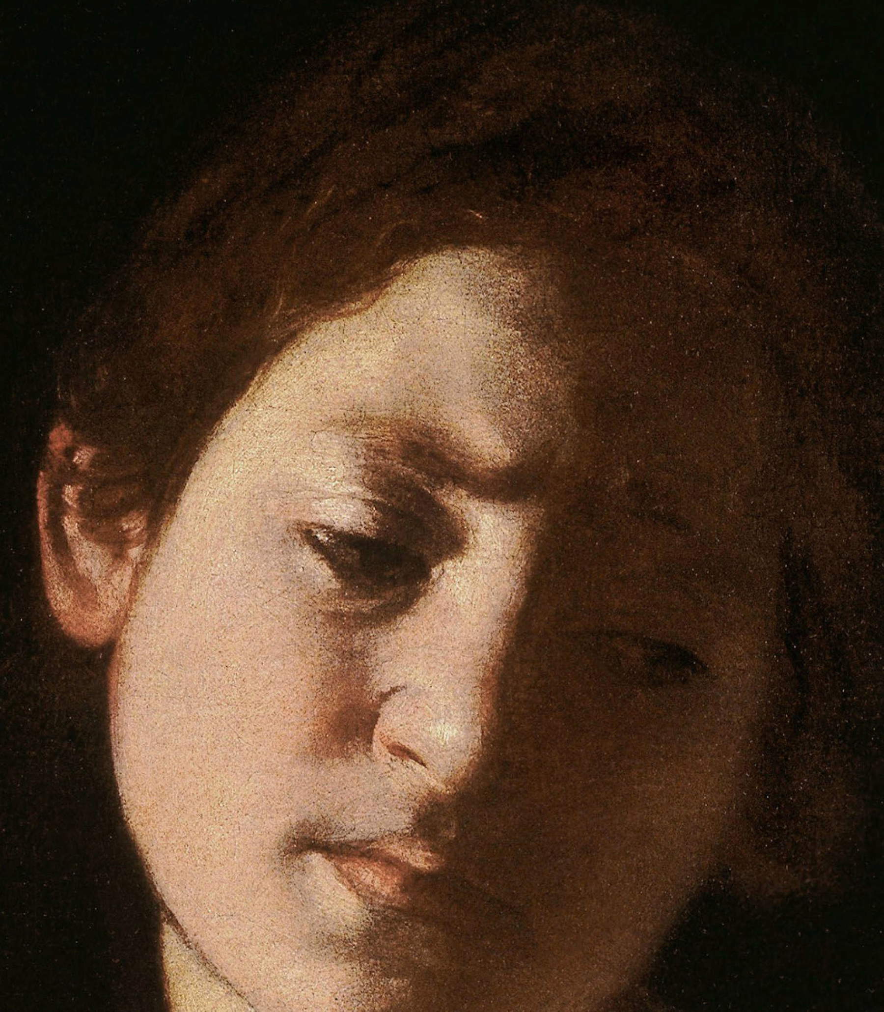 Rom, Galleria Borghese, Detailansicht des Kopfes des David, 1609–1610