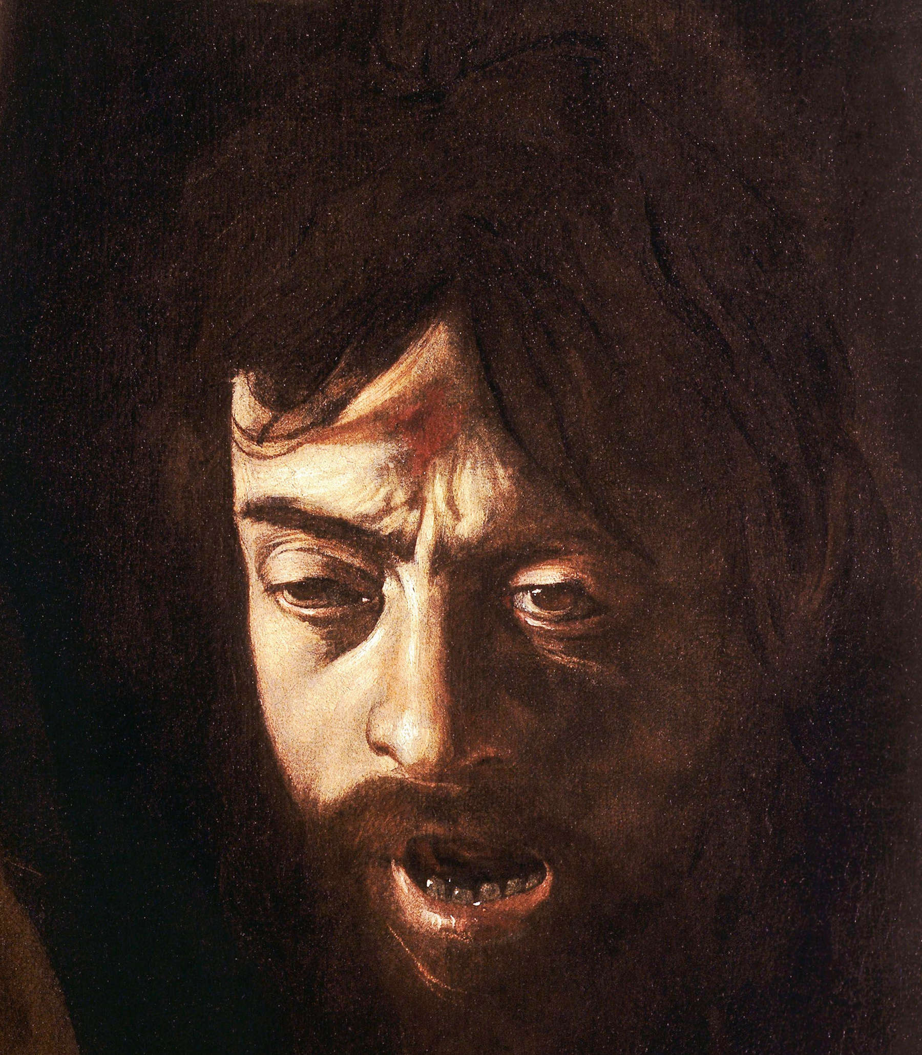 Rom, Galleria Borghese, Detailansicht des Kopfes des Goliath, 1609–1610