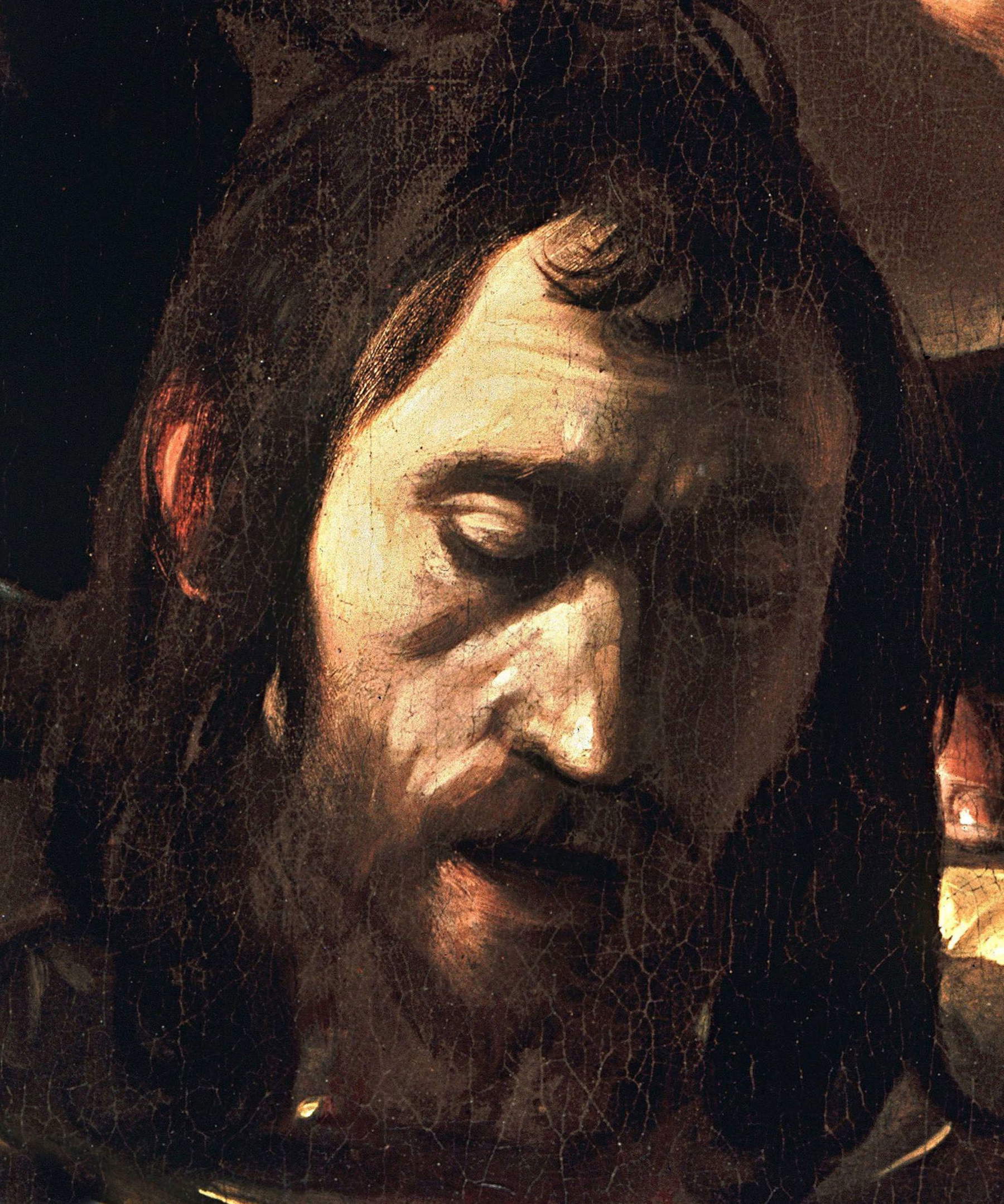 London, National Gallery, Detailansicht des Kopfes des Heiligen Johannes des Täufers, 1609–1610