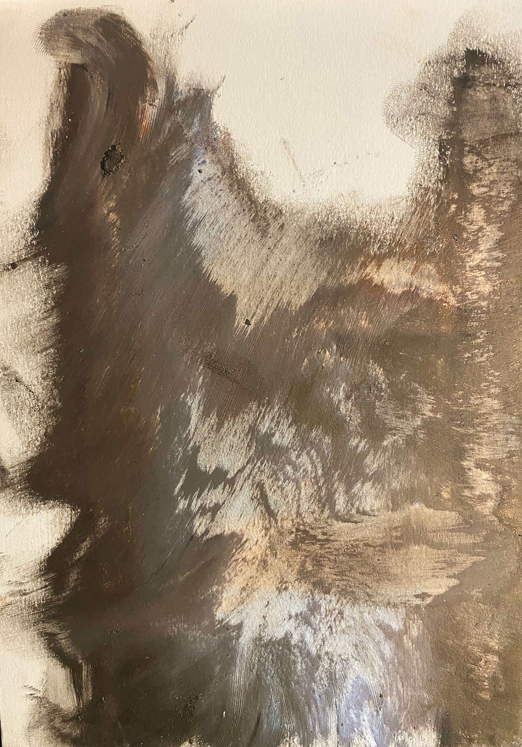 Sofia Bersanelli, „Das Unbewusste ist die Rückenlehne eines Stuhls“, aus der Serie „Blindness“ (2025; Öl auf Papier, 14,85 x 21 cm)