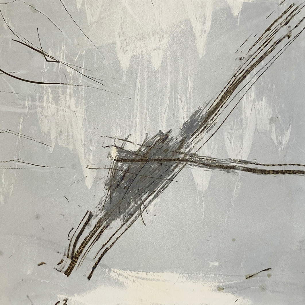 Sofia Bersanelli, „Das Brüllen vor der Finsternis“, aus der Serie „Wenn ich doch nur singen könnte“ (2020–2025; offenes, bearbeitetes Polaroid, ca. 8,8 × 8,8 cm)