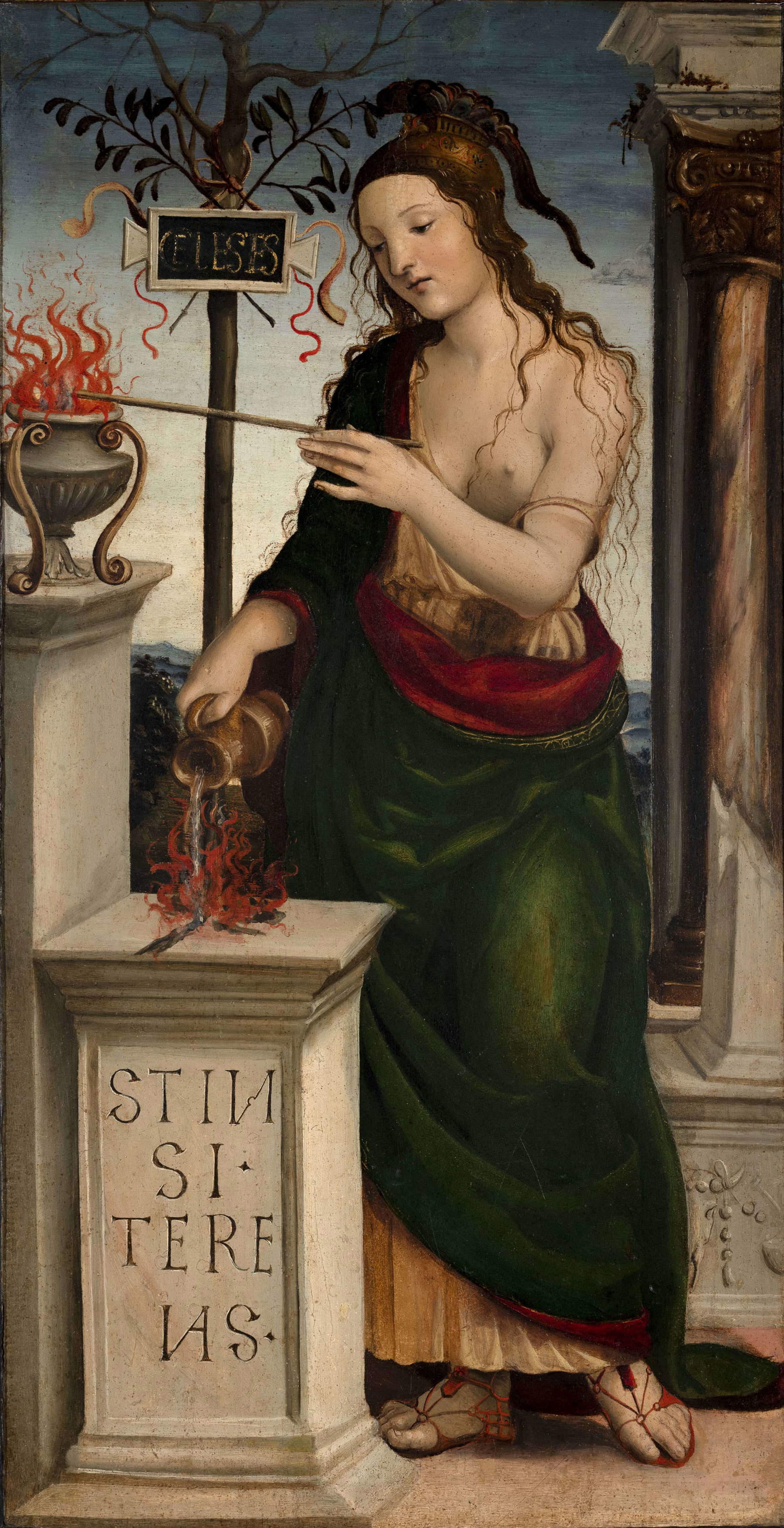 Giovanni Antonio Bazzi, dit « il Sodoma », Allégorie de l'Amour céleste (vers 1503-1504 ; huile sur bois, 96 &times; 49,4 cm ; Sienne, collection Chigi Saracini, Banca Monte dei Paschi di Siena, n° d'inv. 12)