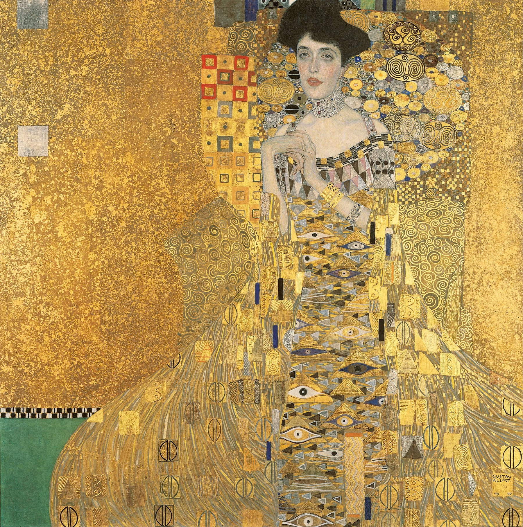Gustav Klimt, Porträt von Adele Bloch-Bauer I (1903–1907; Öl, Gold und Silber auf Leinwand, 140 × 140 cm; New York, Neue Galerie)