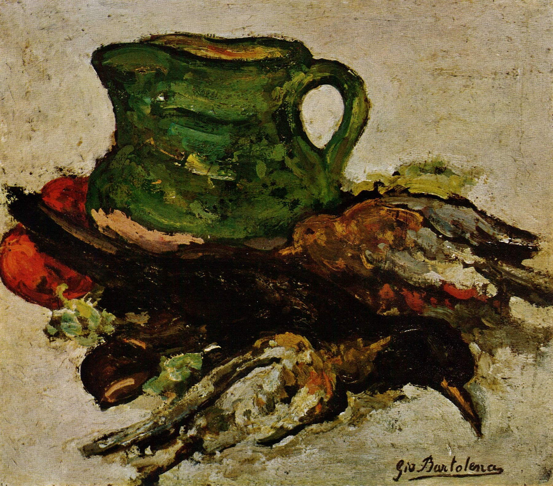 Giovanni Bartolena, Le merle (sans date ; huile sur bois, 31,5 &times; 28 cm ; Florence, Collection du Dr Raffaello Cini)