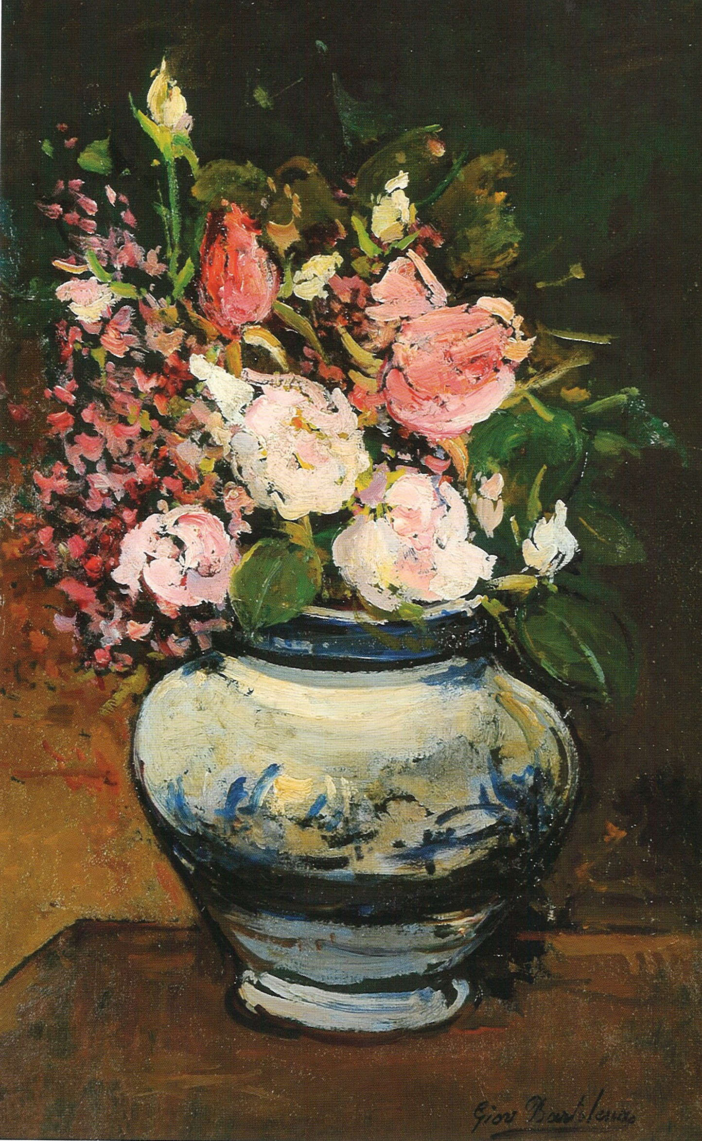 Giovanni Bartolena, Vase avec des fleurs (vers 1923 ; huile sur bois, 53,5 &times; 33 cm ; collection de la Fondation Castagneto Banca 1910)