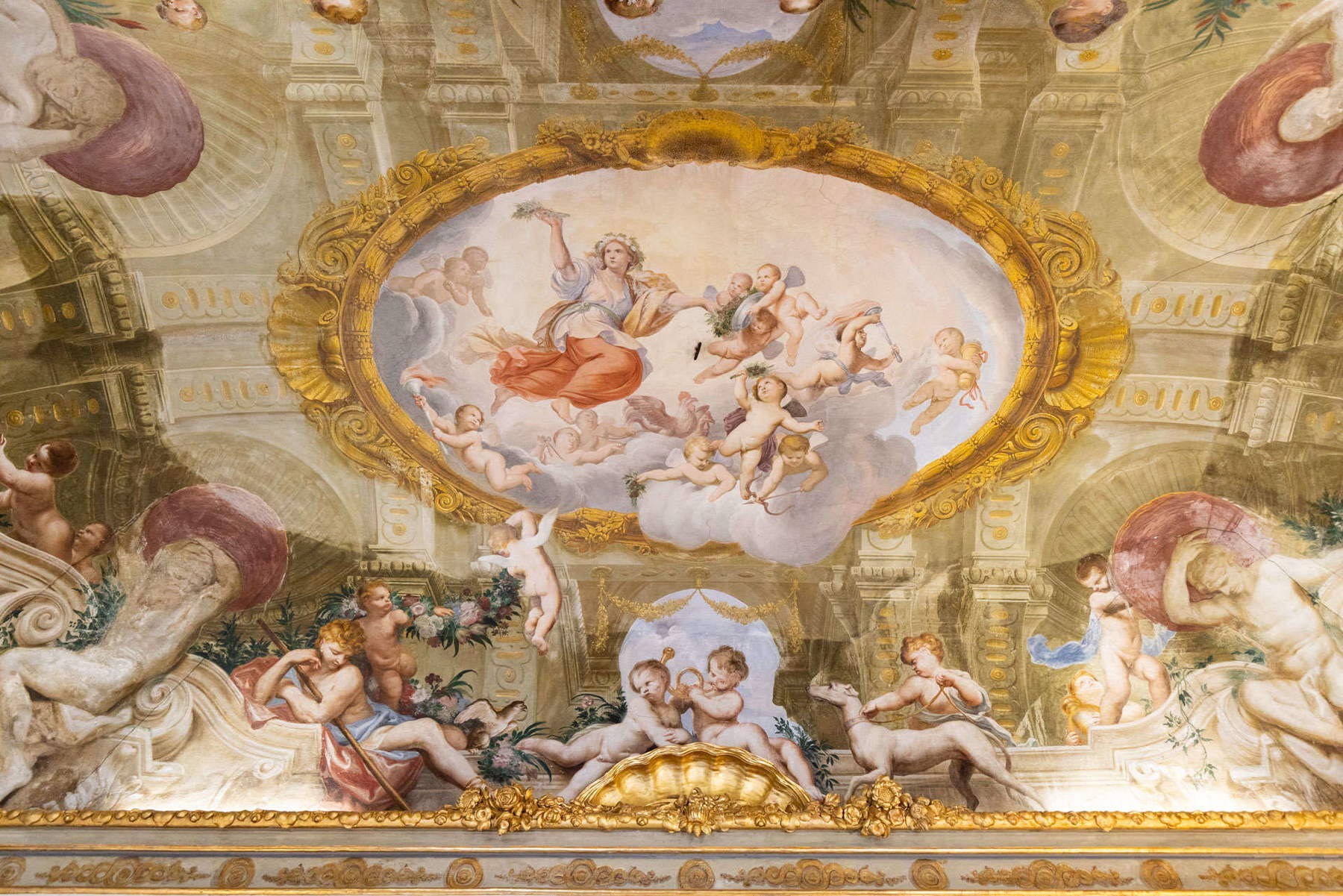 Domenico Piola, Aurora e Cefalo (1680 circa; affresco, Genova, Palazzo Sinibaldo Fieschi)