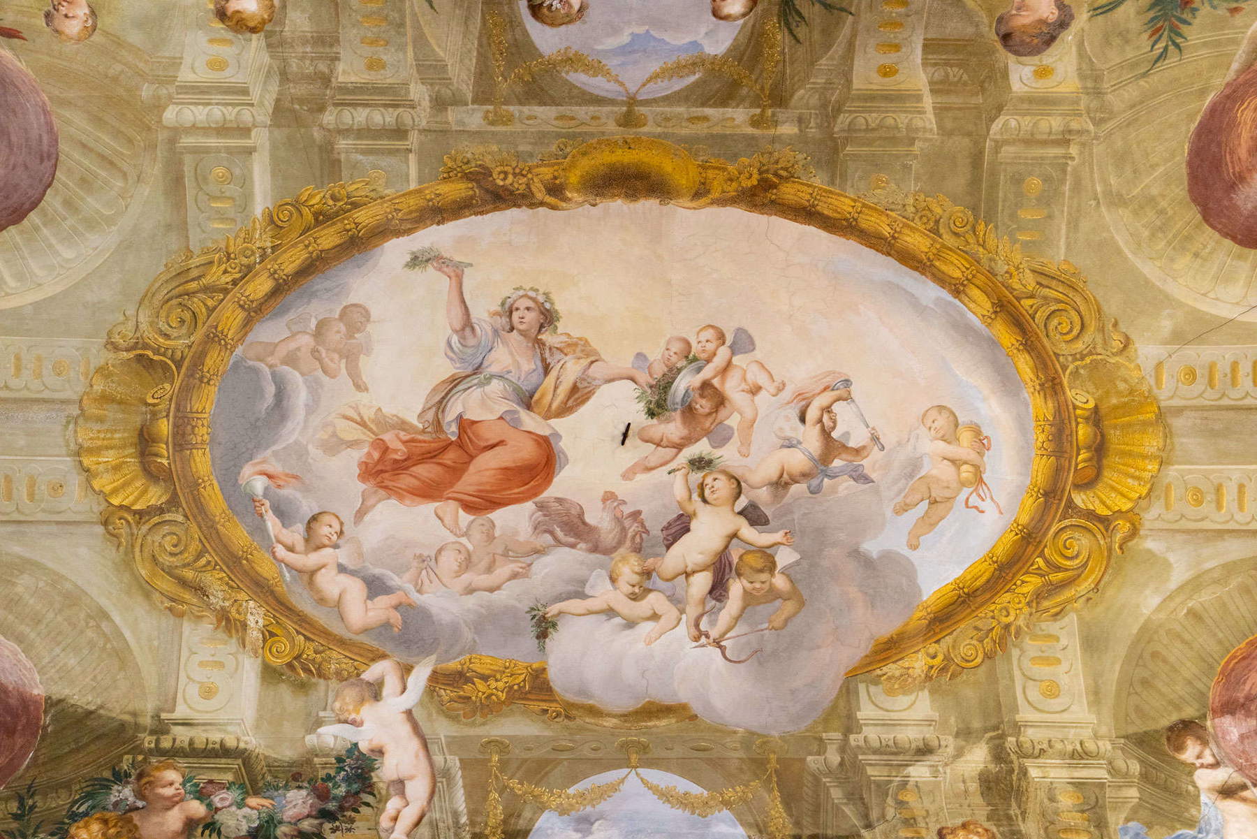Domenico Piola, Apollo e Mercurio tra le Muse (1680 circa; Genova, Palazzo Sinibaldo Fieschi)