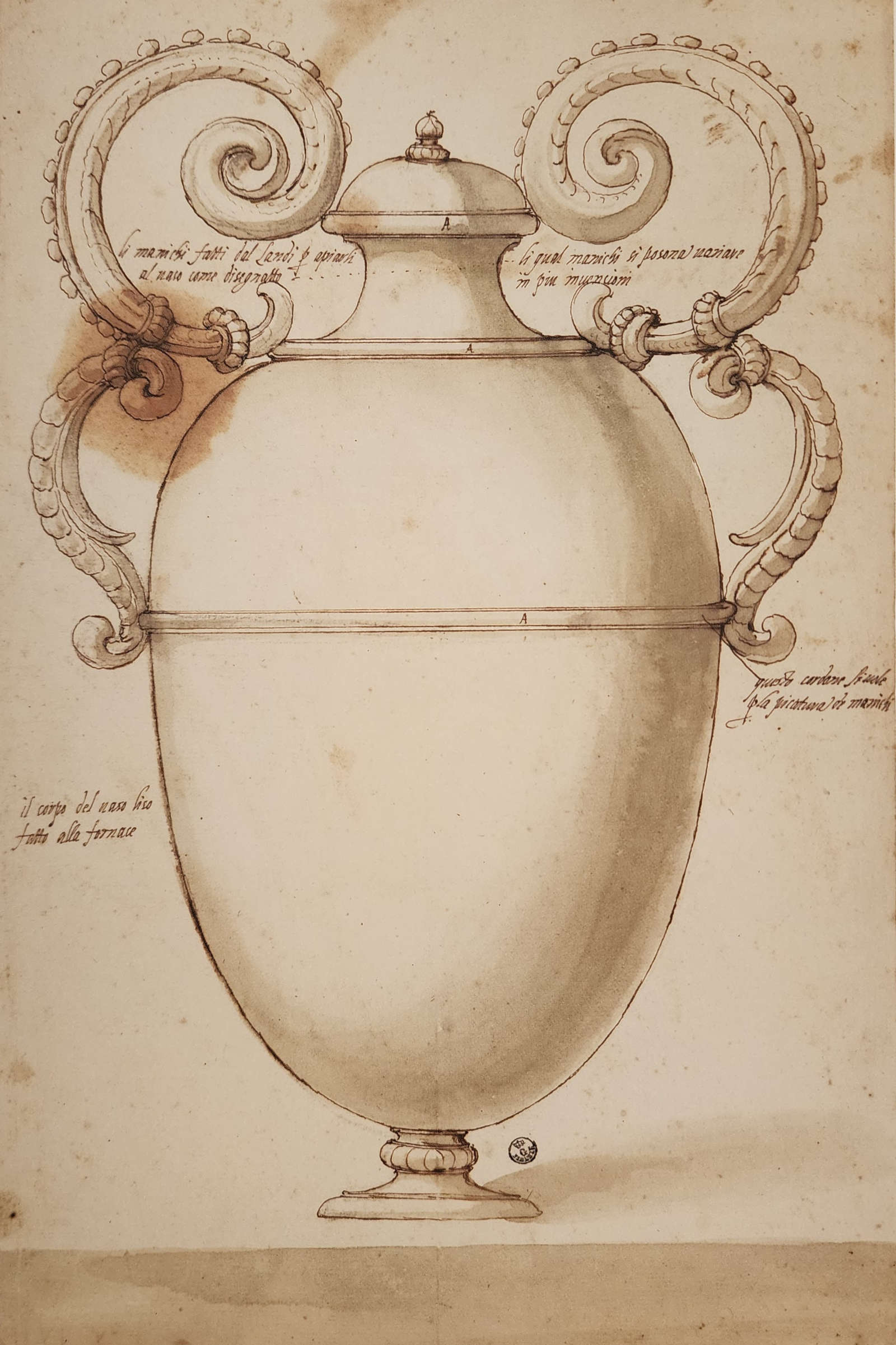Jacopo Ligozzi, Modelli per bicchieri da capriccio (1617-1618; penna e inchiostro, inchiostro diluito, 425 x 285 mm; Firenze, Gallerie degli Uffizi, Gabinetto dei Disegni e delle Stampe, inv. n. 97211)