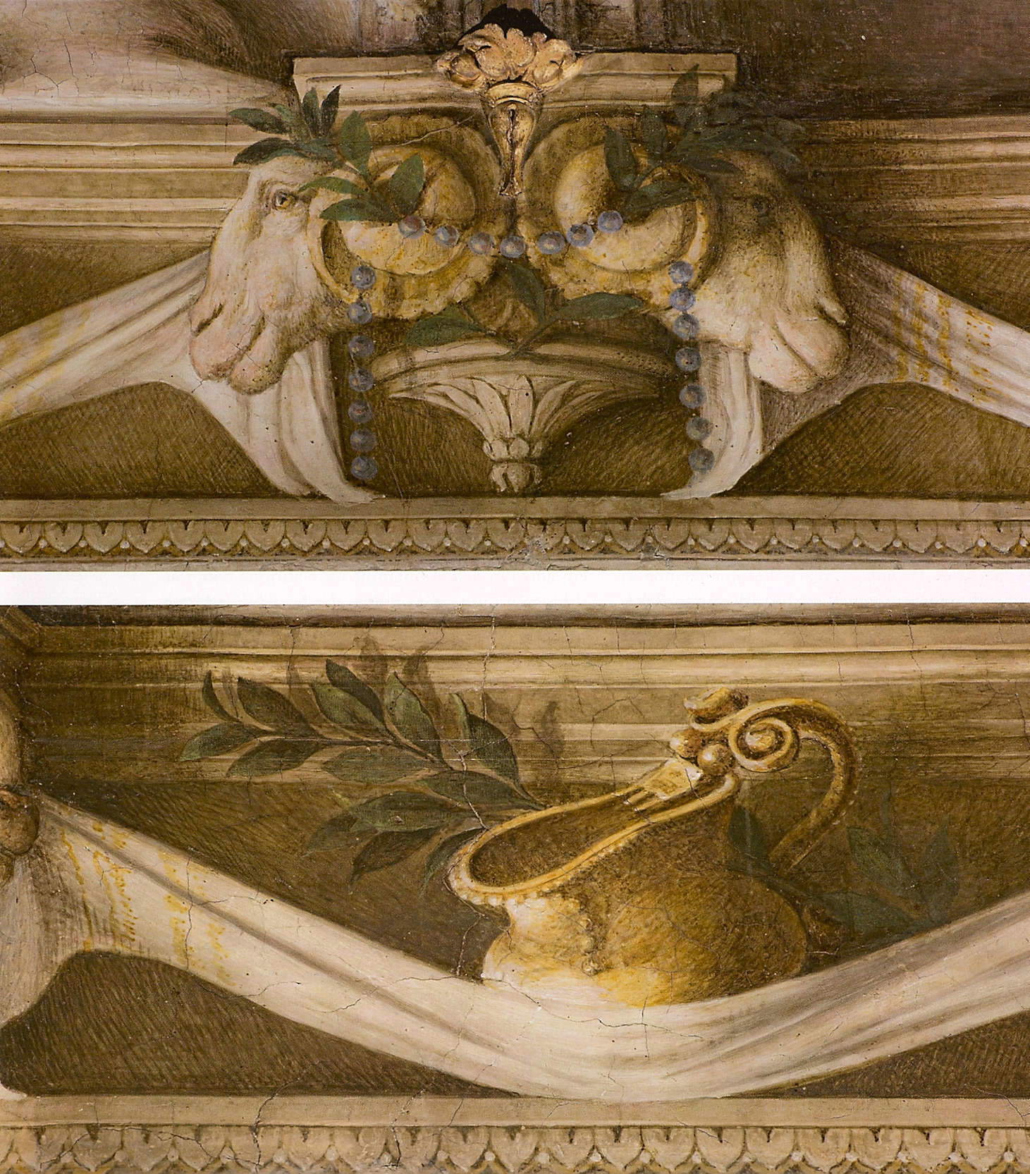 Particolari della fascia di base dell'affresco.
