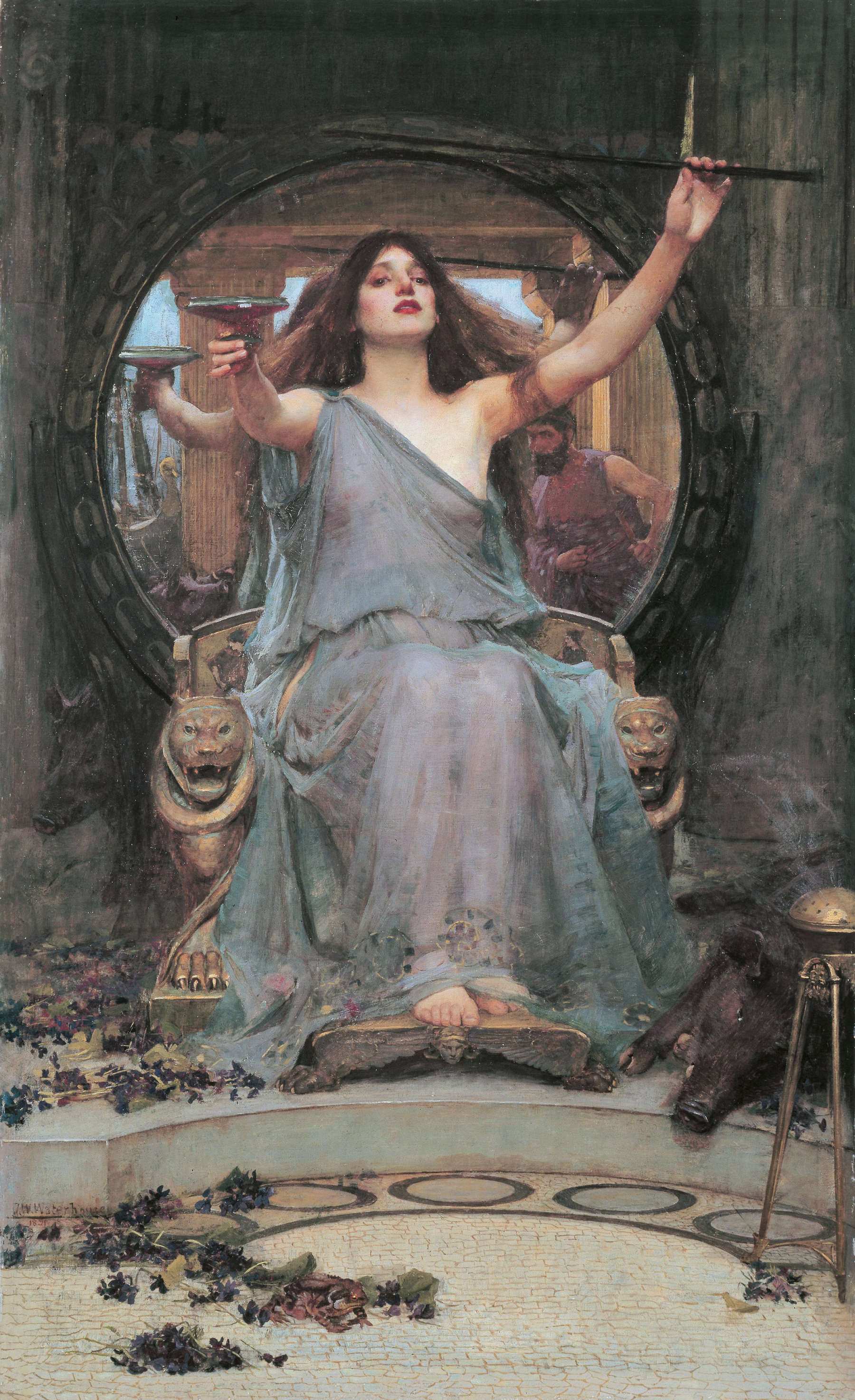 John William Waterhouse, «Circe ofrece la copa a Ulises» (1891; óleo sobre lienzo, 148 x 92 cm; Oldham, Oldham Gallery)