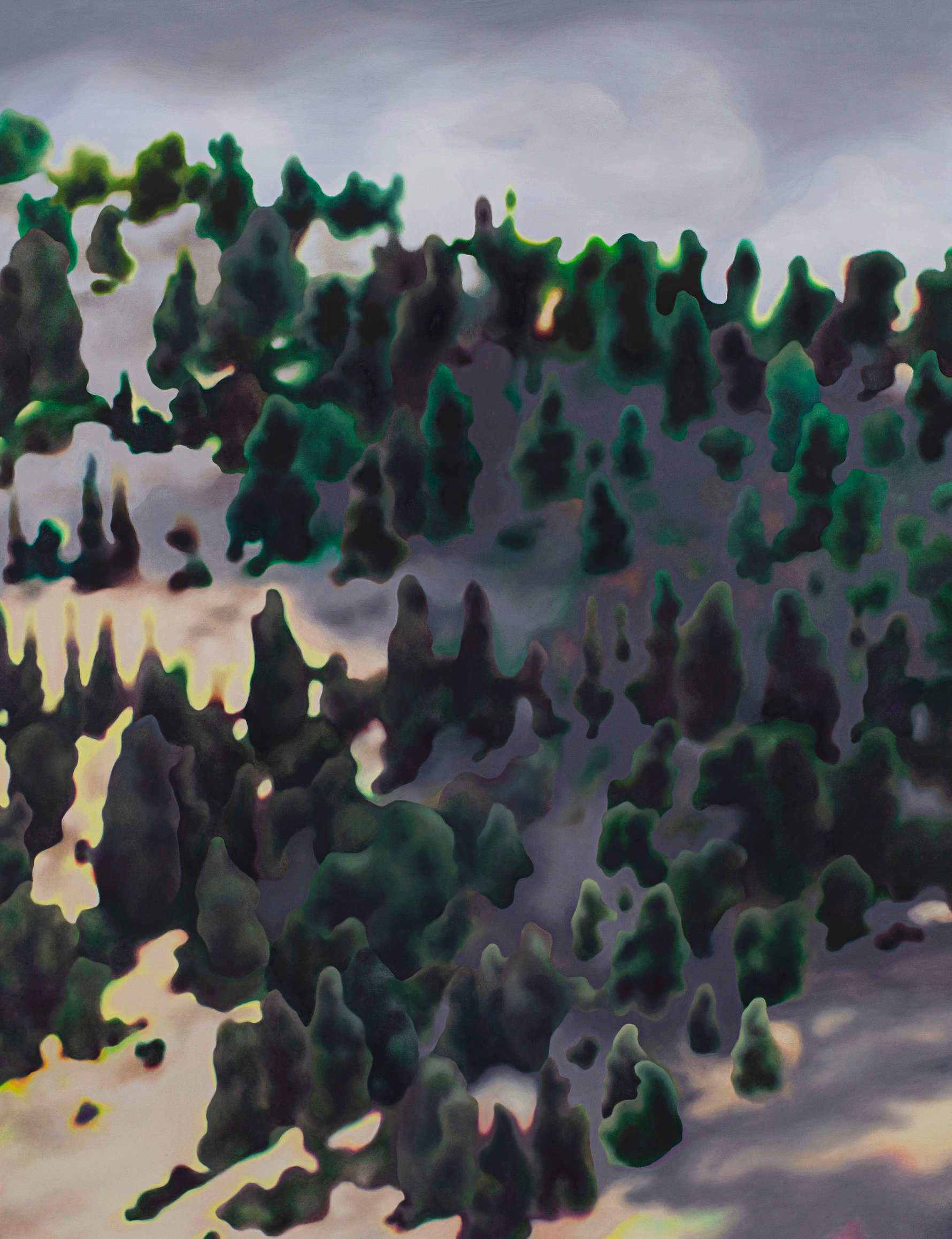 Lena Keller, Sin título (Forest slope 2) (2022; óleo sobre lienzo, 180 x 140 cm)