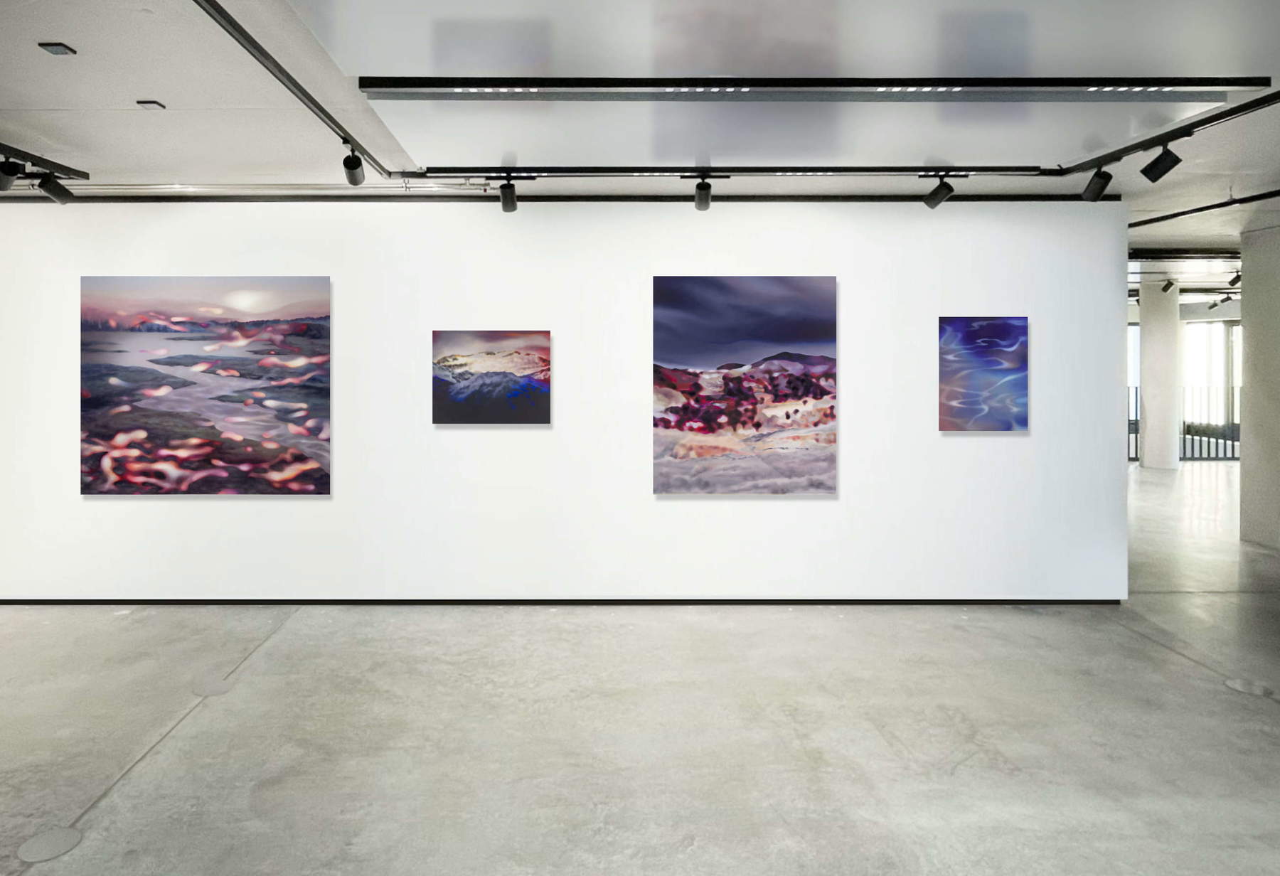 Obras de Lena Keller en la exposición colectiva «Where earth meets sky» (2025), Múnich, K&ouml;nig Galerie