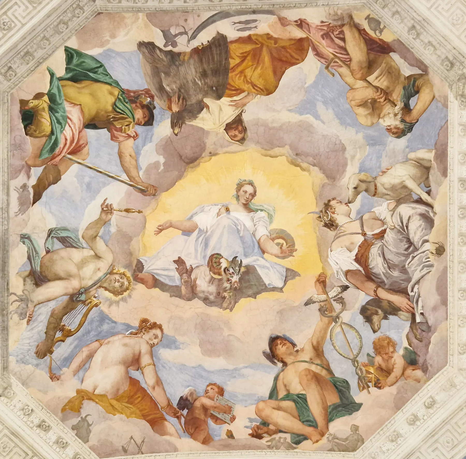 Paolo Veronese, « La voûte avec les dieux de l'Olympe », détail