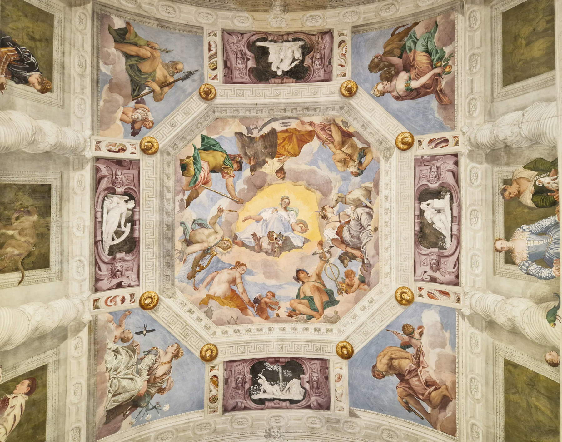 Paolo Veronese, Voûte représentant les dieux de l'Olympe (1560-1561 ; fresque ; Maser, Villa Barbaro)