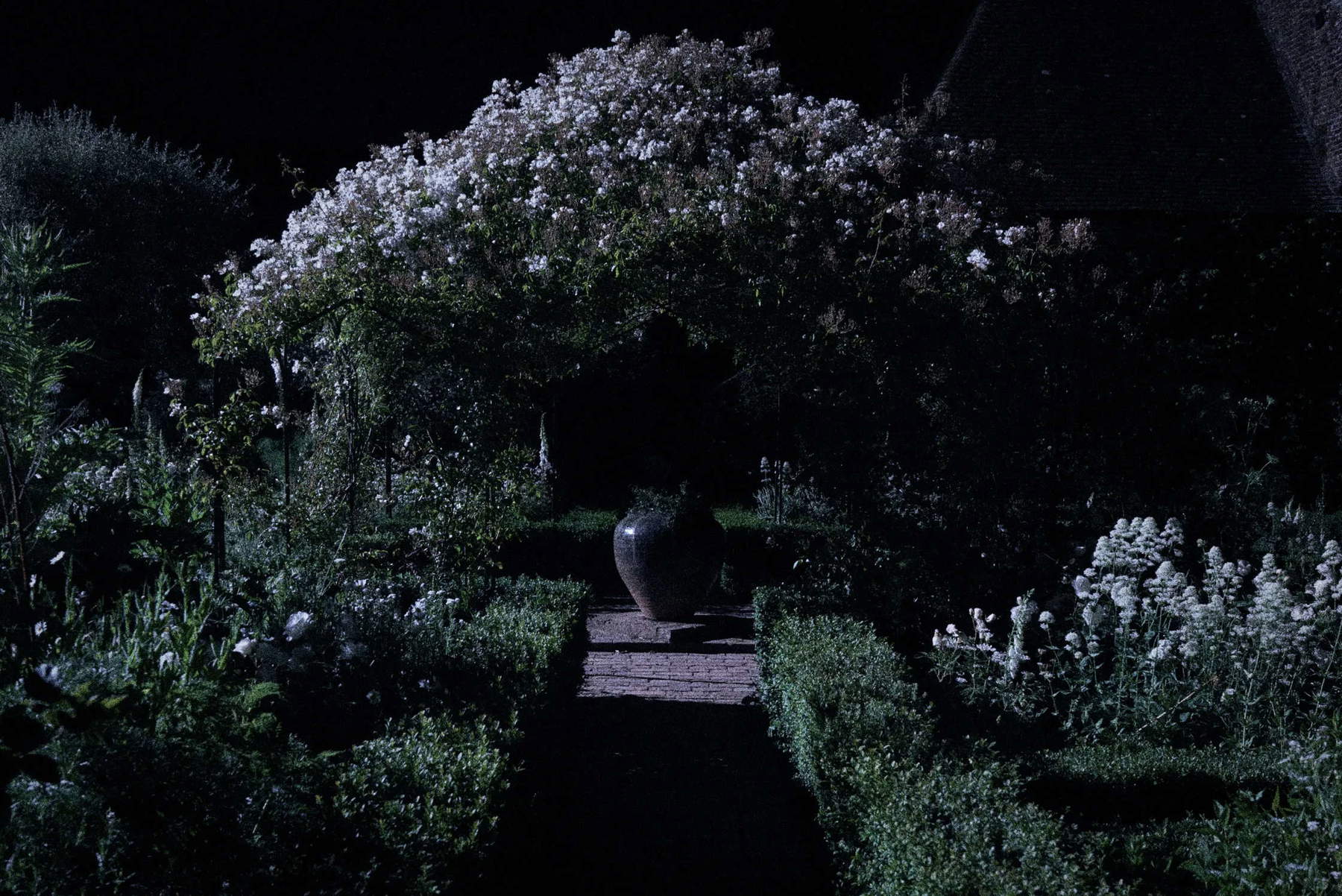 White Garden, Sissinghurst Castle Garden, Kent. Designed by Harold Nicolson and Vita Sackville-West