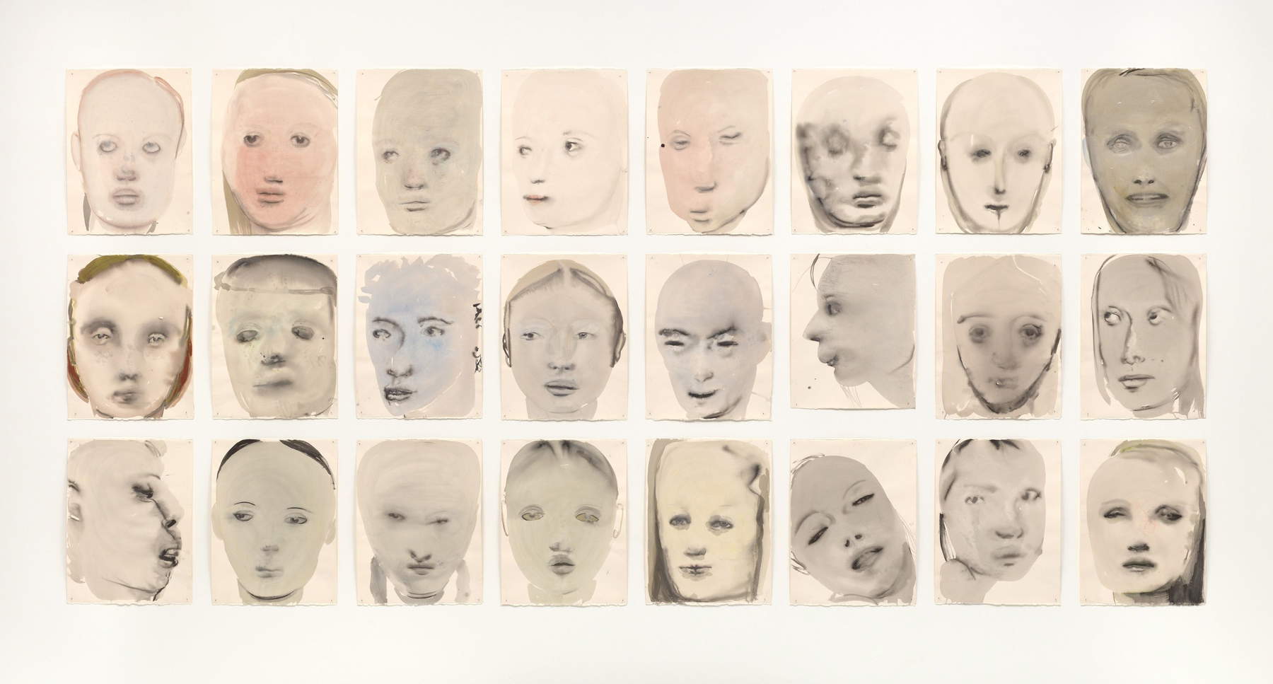 Marlene Dumas, *Chlorosis (Love Sick)* (1994; ink, gouache, and acrylic on 24 sheets of paper, each measuring 66.2 x 49.5 cm; New York, MoMA)