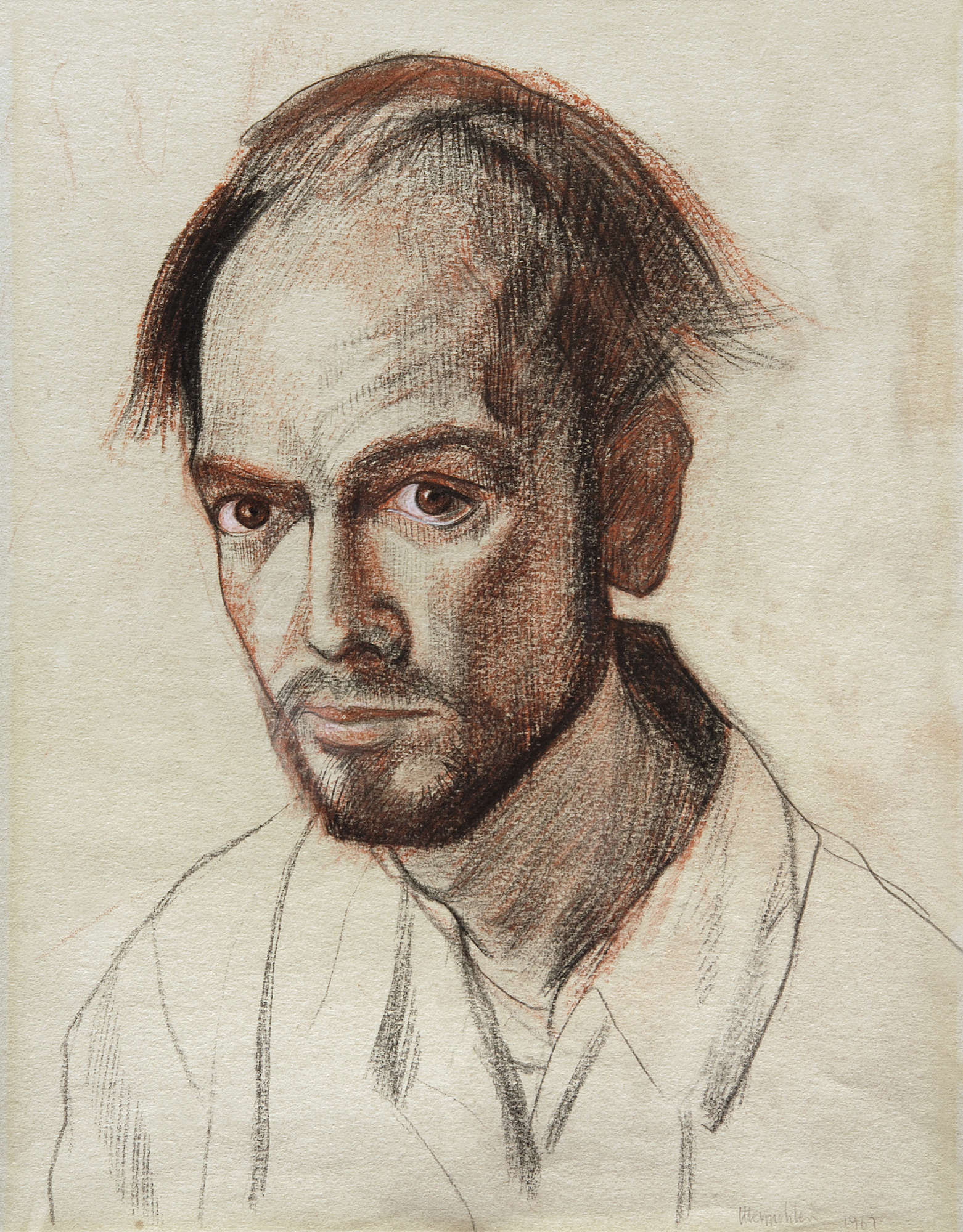 William Utermohlen, Self-Portrait (1967; paper)