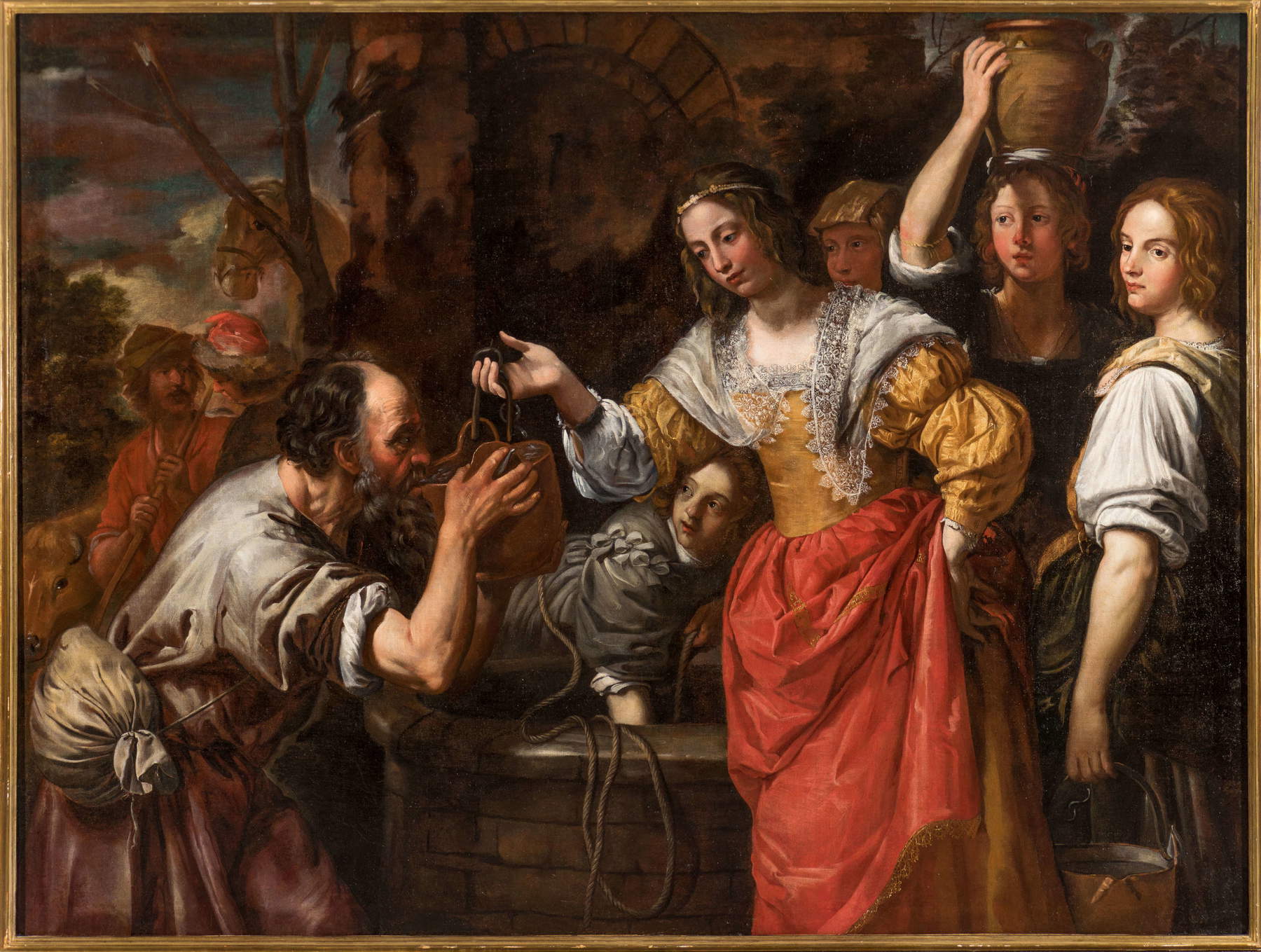 Domenico Fiasella, Rebecca und Eleazar (Öl auf Leinwand, 146,5 x 196 cm). Präsentiert von: Sine Tempore. Preisvorstellung: 120.000 Euro, als Pendant