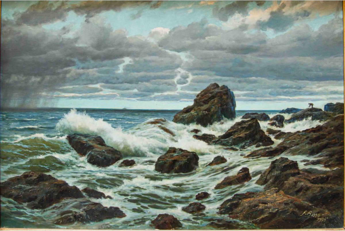 Francesco Bosso, „Mareggiata“ (1925; Öl auf Leinwand, 127 x 86 cm). Präsentiert von: Ars Antiqua. Preisvorstellung: 3.800 Euro